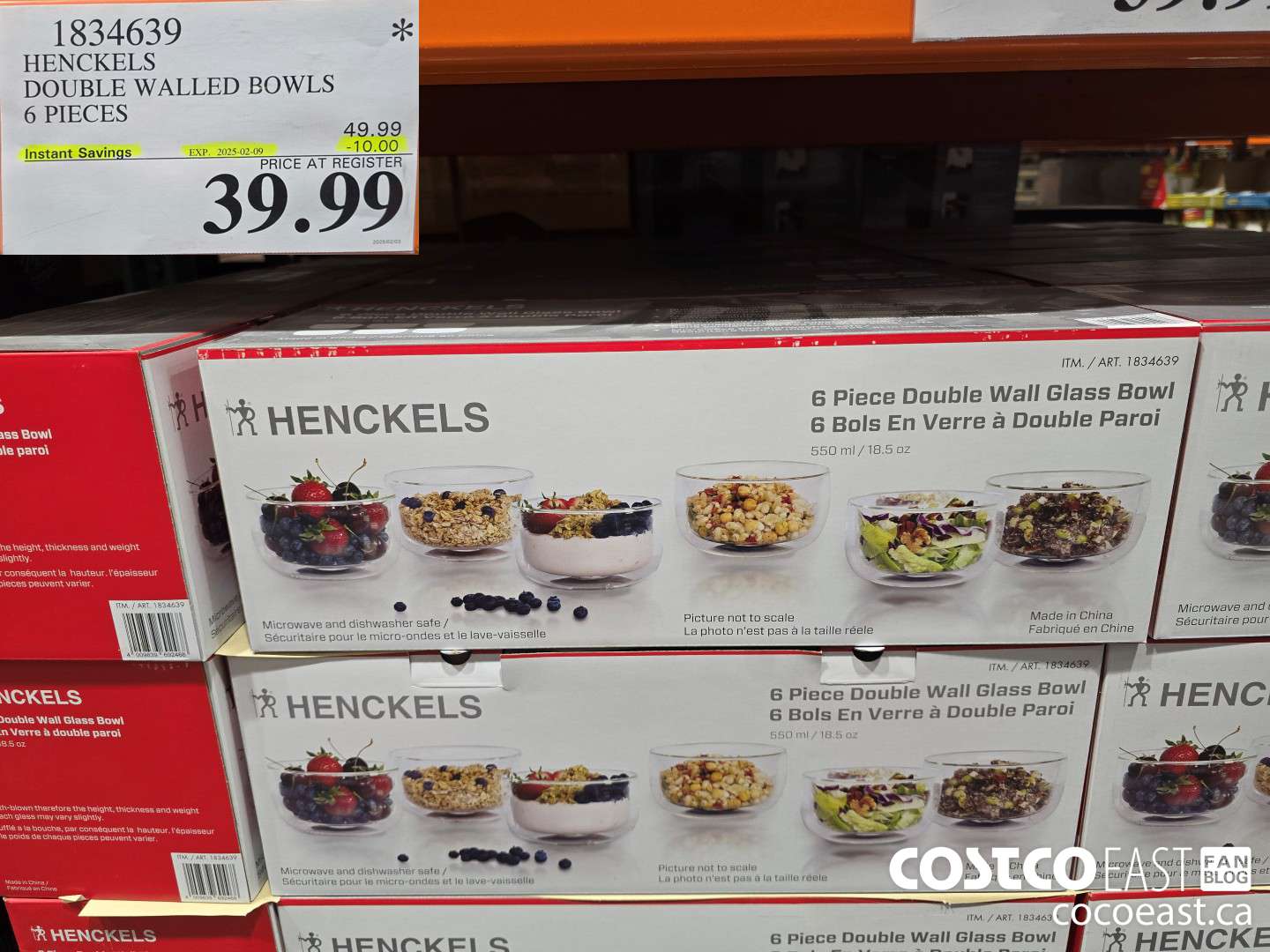 1834639 HENCKELS DOUBLE WALLED BOWLS 6 PIECES ($10.00 INSTANT SAVINGS EXPIRES ON 2025-02-09) $39.99