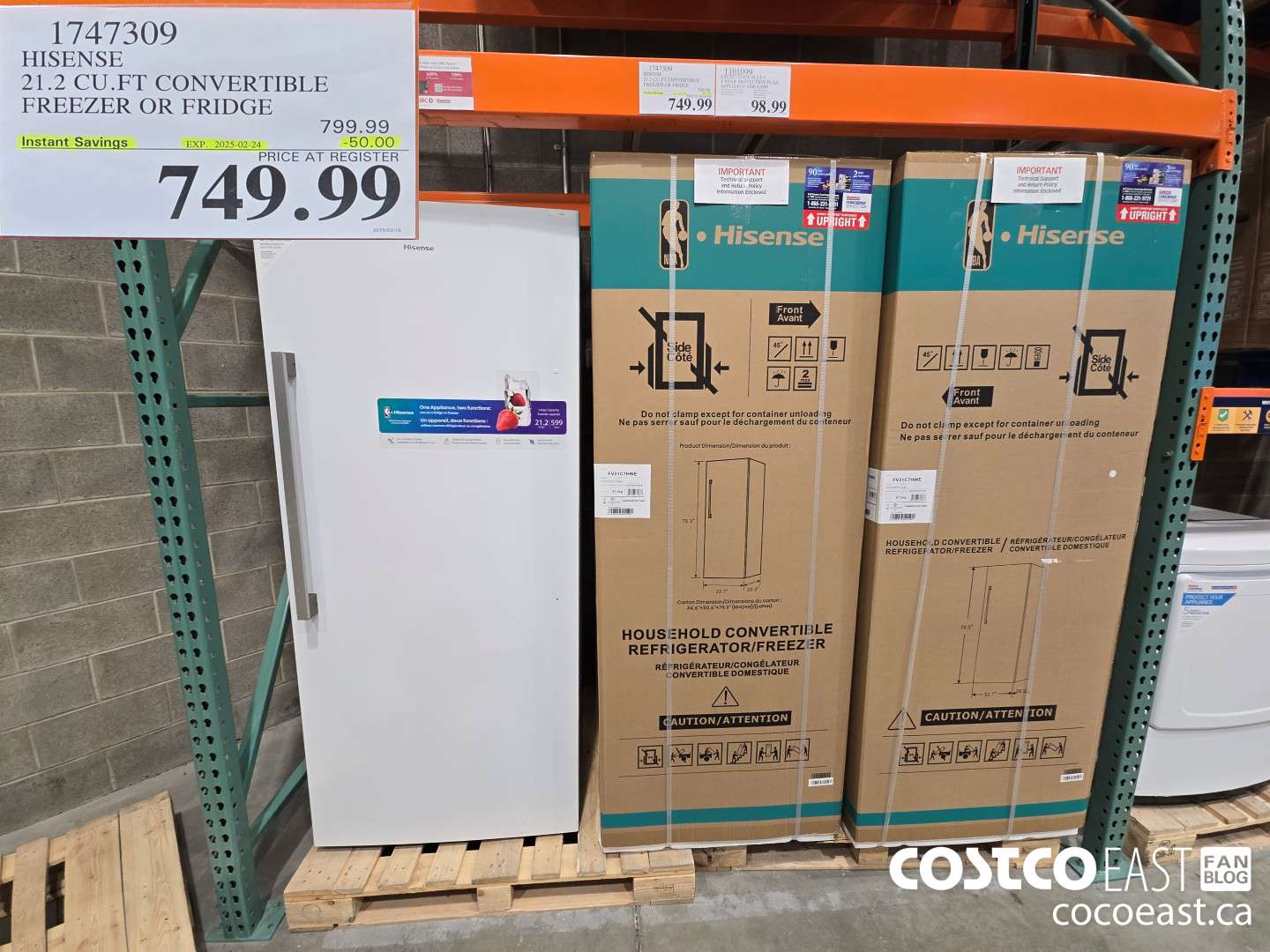 1747309 HISENSE 21.2 CU.FT CONVERTIBLE FREEZER OR FRIDGE ($50.00 INSTANT SAVINGS EXPIRES ON 2025-02-24) $749.99