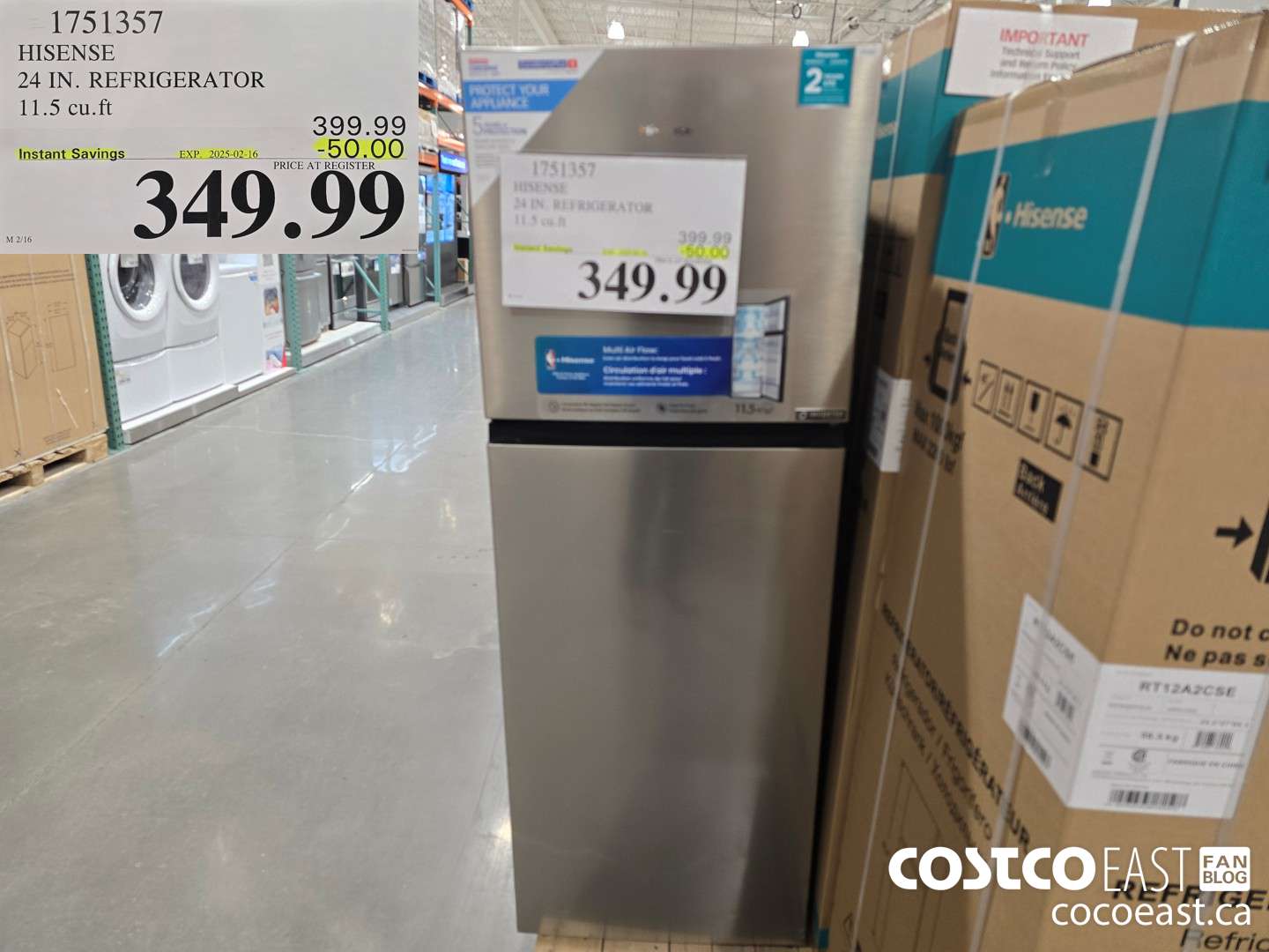 1751357 HISENSE 24 IN. REFRIGERATOR 11.5 cu.ft ($50.00 INSTANT SAVINGS EXPIRES ON 2025-02-16) $349.99