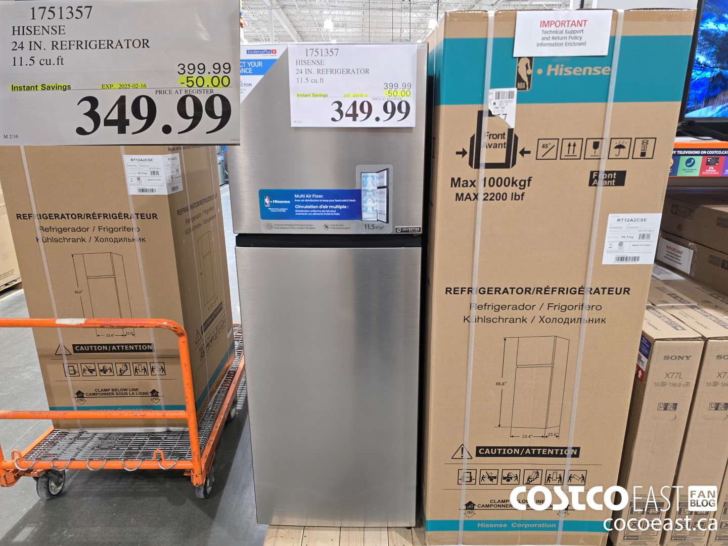 1751357 HISENSE 24 IN. REFRIGERATOR 11.5 cu.ft ($50.00 INSTANT SAVINGS EXPIRES ON 2025-02-16) $349.99