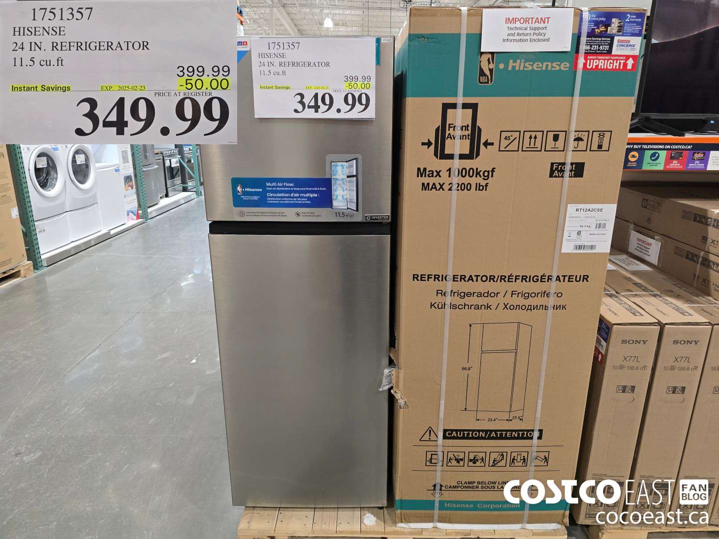 1751357 HISENSE 24 IN. REFRIGERATOR 11.5 cu.ft ($50.00 INSTANT SAVINGS EXPIRES ON 2025-02-23) $349.99