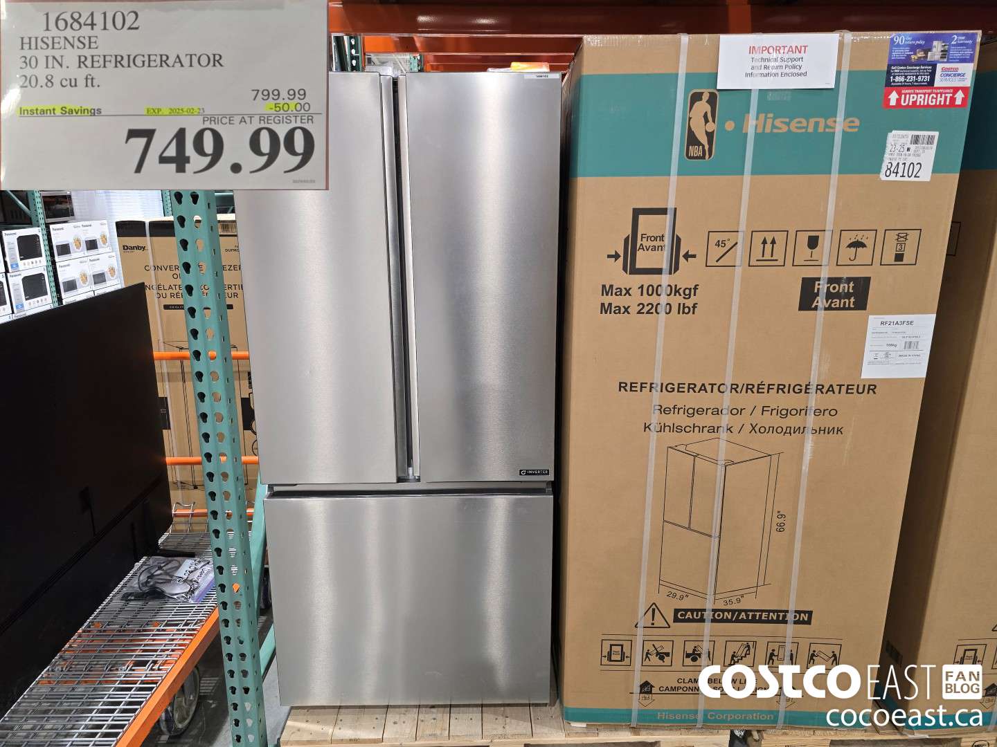 1684102 HISENSE 30 IN. REFRIGERATOR 20.8 CUFT ($50.00 INSTANT SAVINGS EXPIRES ON 2025-02-23) $749.99