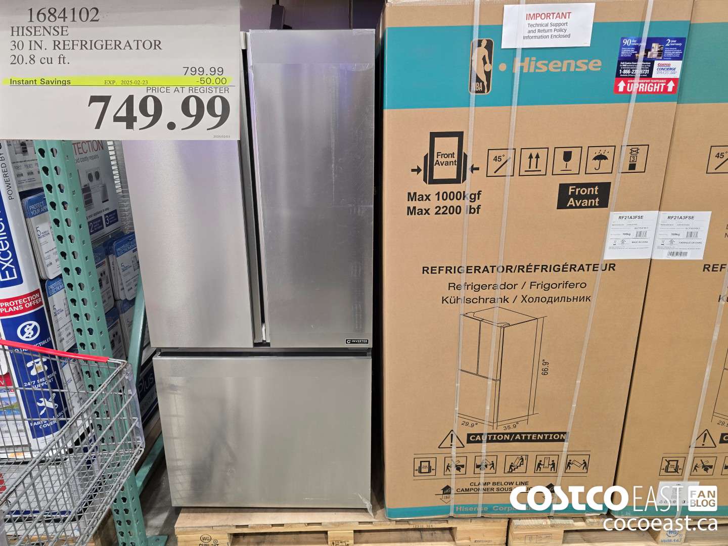 1684102 HISENSE 30 IN. REFRIGERATOR 20.8 CUFT ($50.00 INSTANT SAVINGS EXPIRES ON 2025-02-23) $749.99