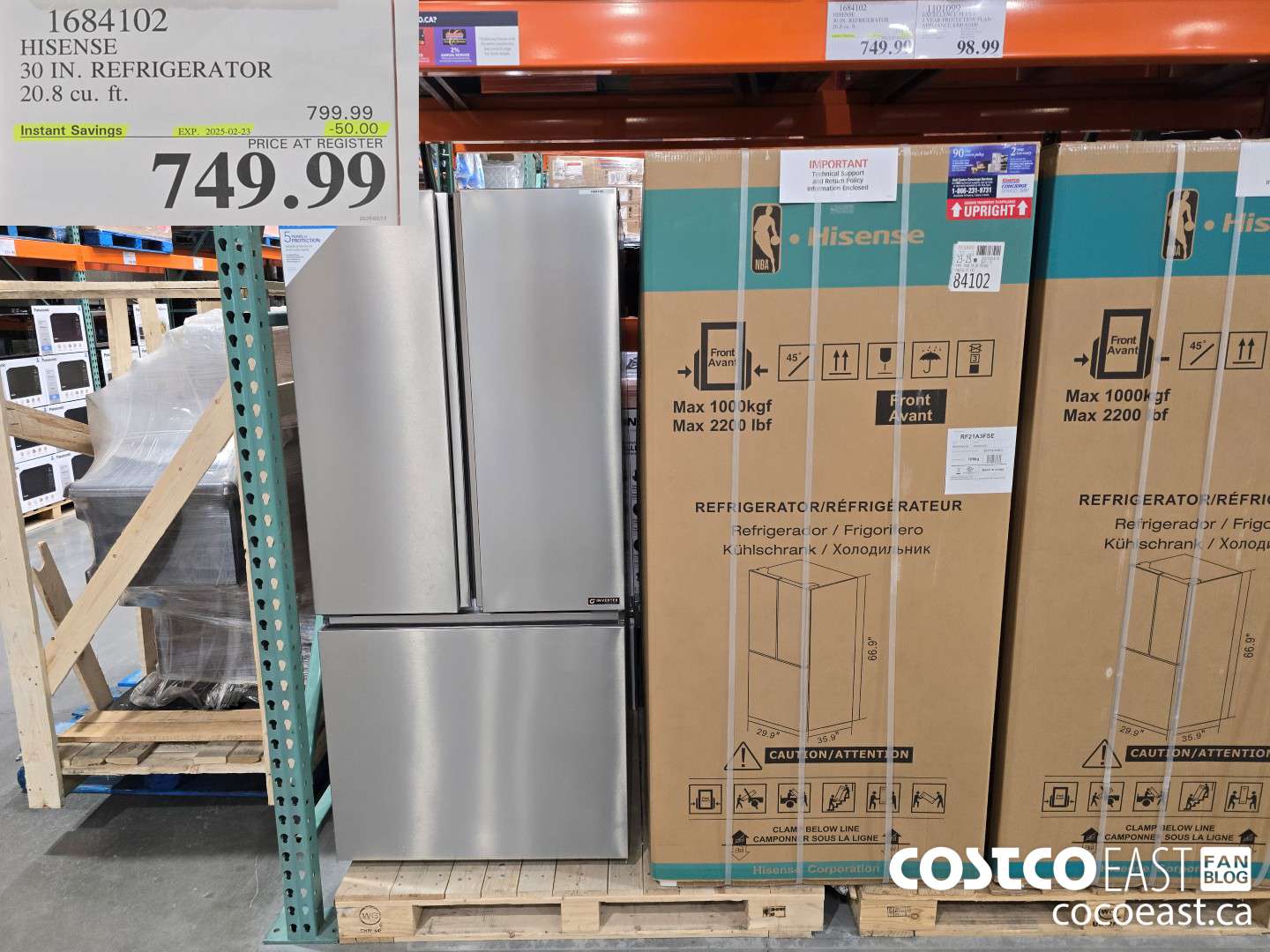 1684102 HISENSE 30 IN. REFRIGERATOR 20.8 CUFT ($50.00 INSTANT SAVINGS EXPIRES ON 2025-02-23) $749.99