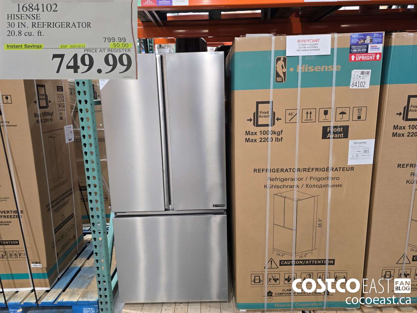 1684102 HISENSE 30 IN. REFRIGERATOR 20.8 CUFT ($50.00 INSTANT SAVINGS EXPIRES ON 2025-02-23) $749.99