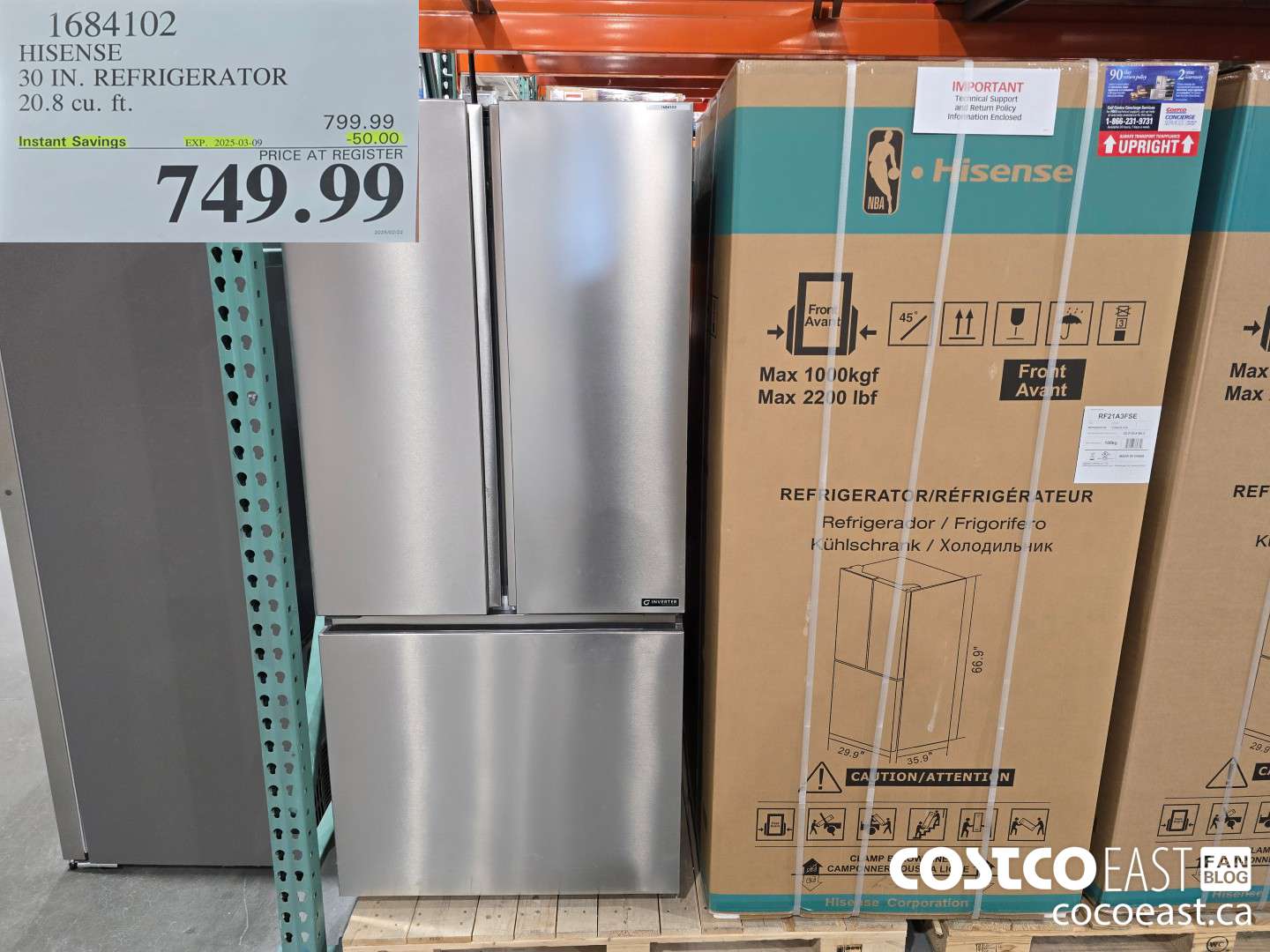 1684102 HISENSE 30 IN. REFRIGERATOR 20.8 CUFT ($50.00 INSTANT SAVINGS EXPIRES ON 2025-03-09) $749.99