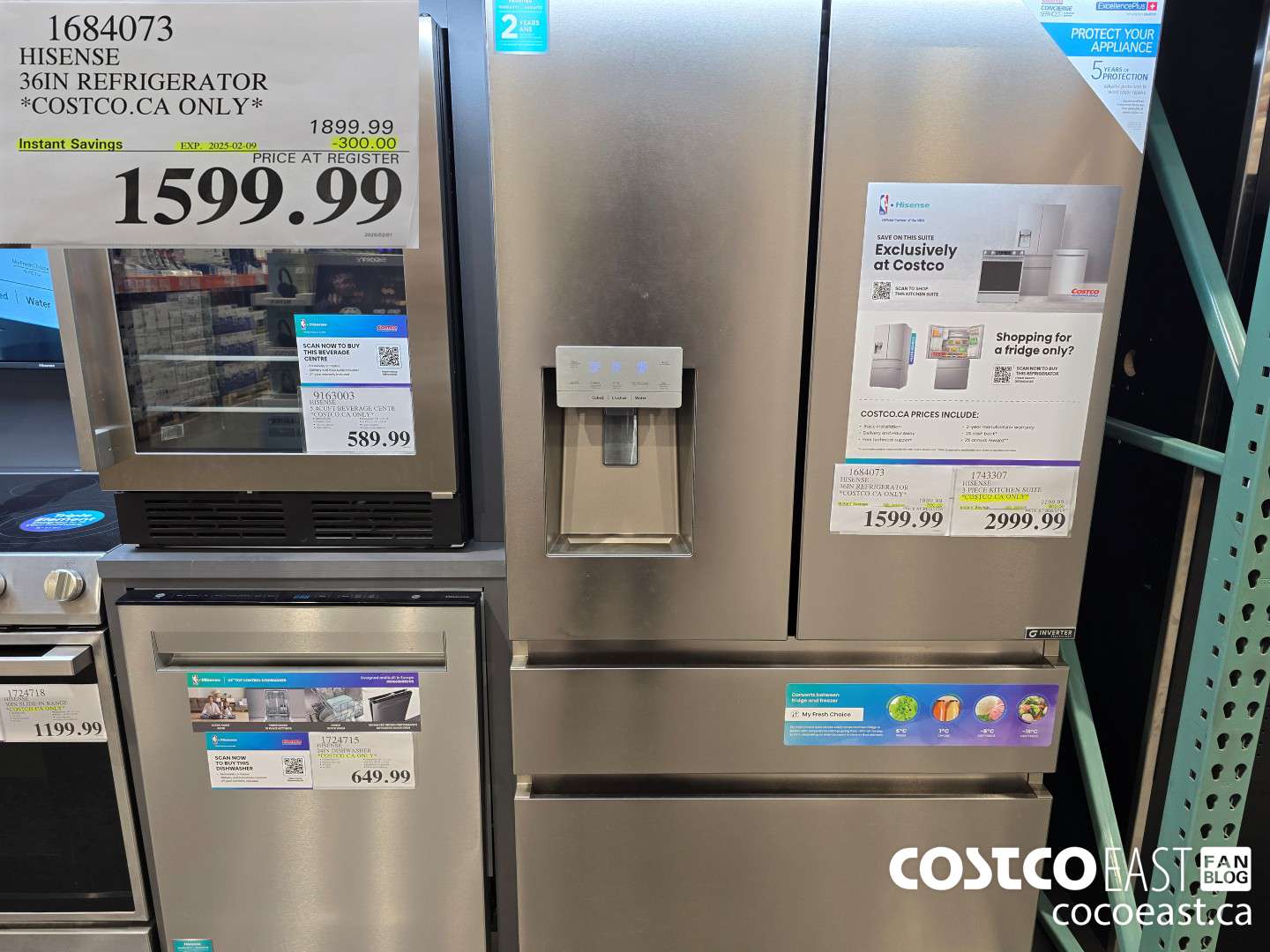 1684073 HISENSE 36IN REFRIGERATOR *COSTCO.CA ONLY* ($300.00 INSTANT SAVINGS EXPIRES ON 2025-02-09) $1599.99