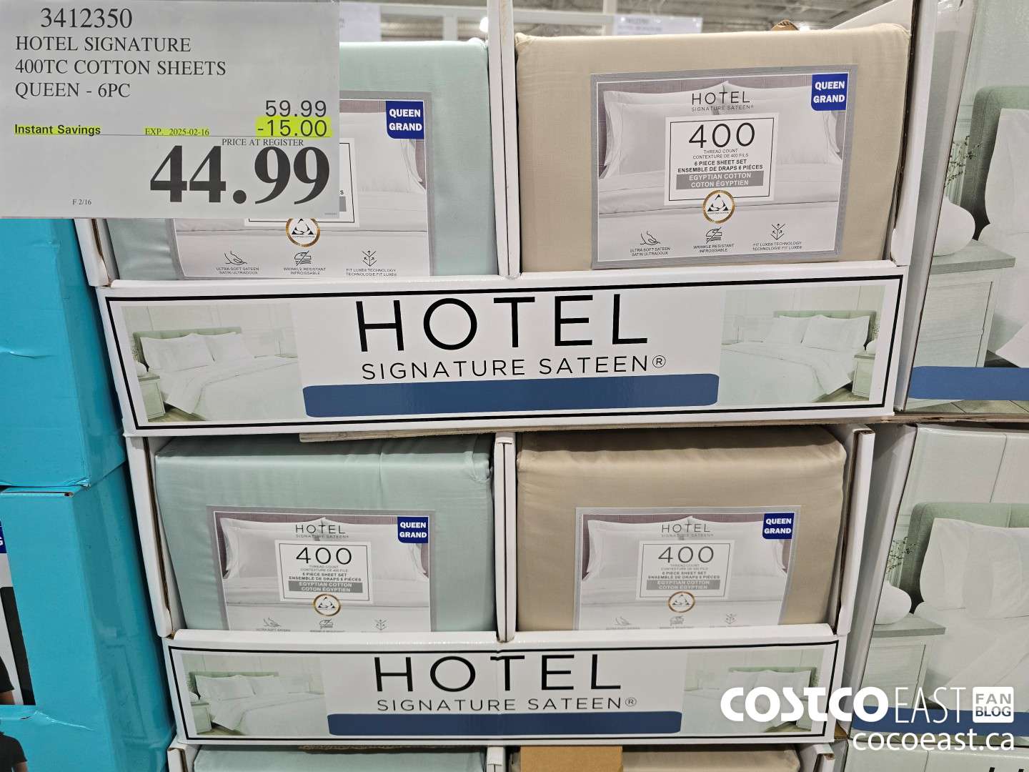 3412350 HOTEL SIGNATURE 400TC COTTON SHEETS QUEEN - 6PC ($15.00 INSTANT SAVINGS EXPIRES ON 2025-02-16) $44.99