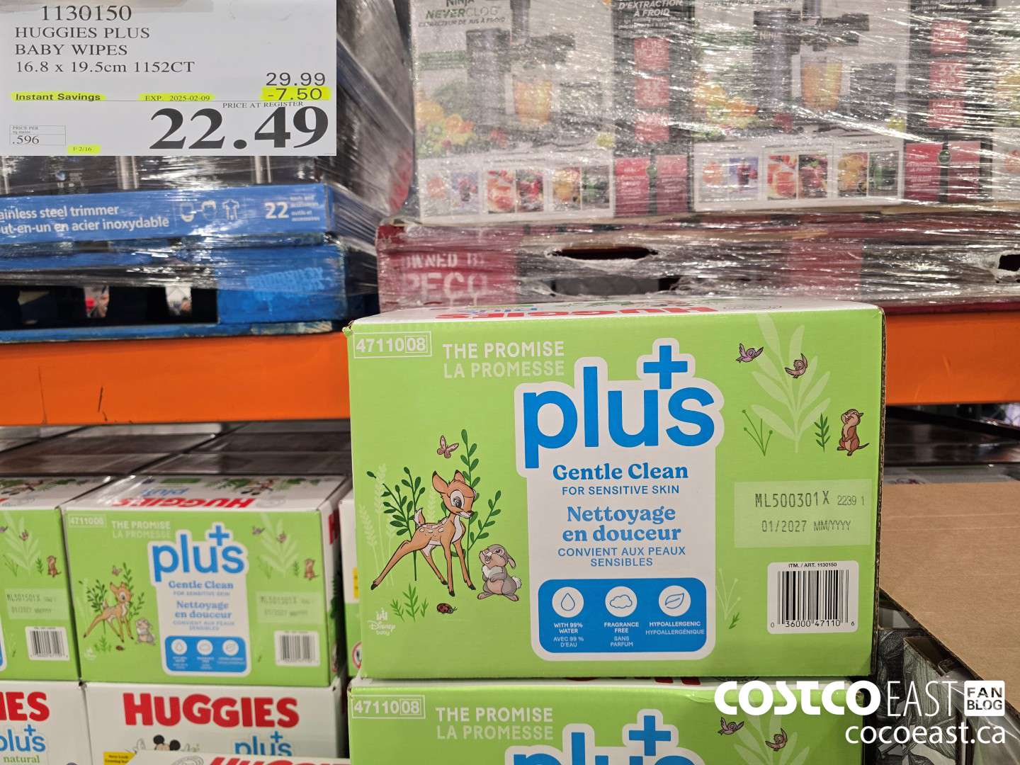 1130150 HUGGIES PLUS BABY WIPES 16.8 X 19.5 CM 1152 CT ($7.50 INSTANT SAVINGS EXPIRES ON 2025-02-09) $22.49