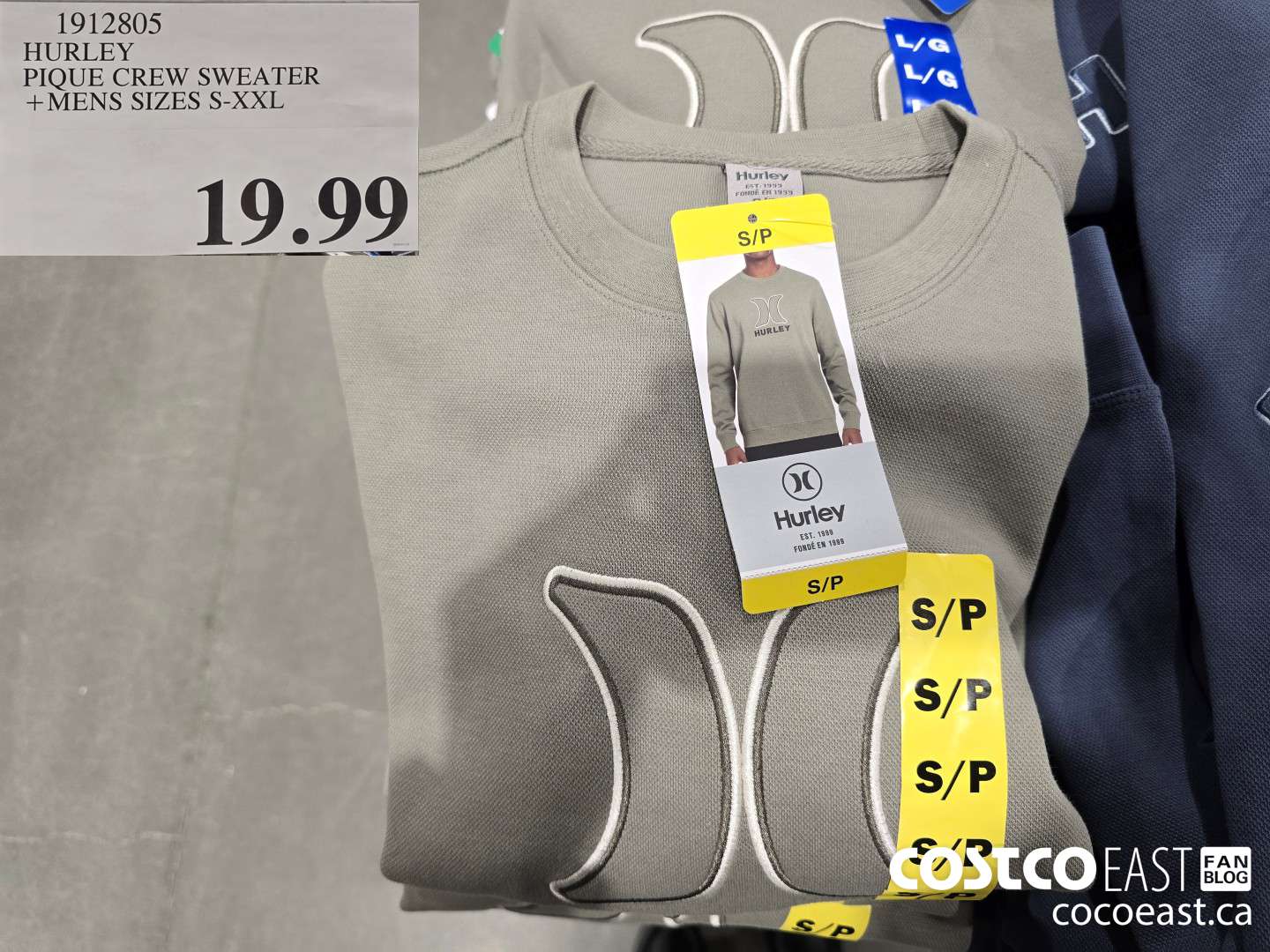 1912805 HURLEY PIQUE CREW SWEATER +MENS SIZES S-XXL $19.99