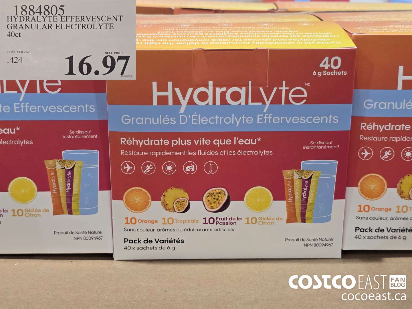 1884805 HYDRALYTE EFFERVESCENT GRANULAR ELECTROLYTE 40ct $16.97