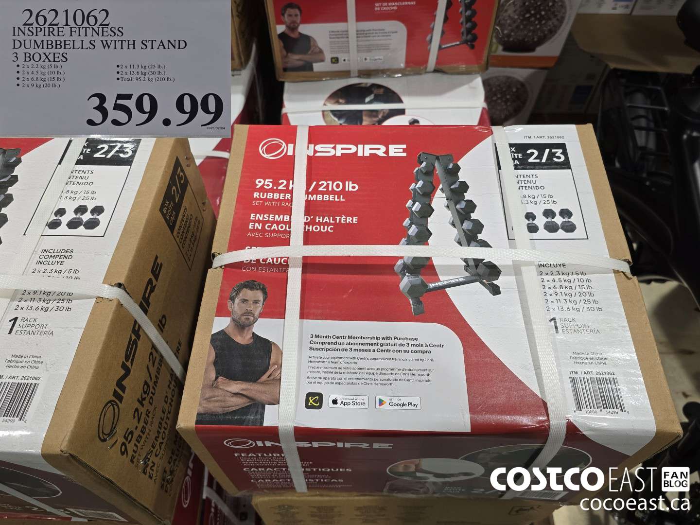 2621062 INSPIRE FITNESS DUMBBELLS WITH STAND 3 BOXES $359.99