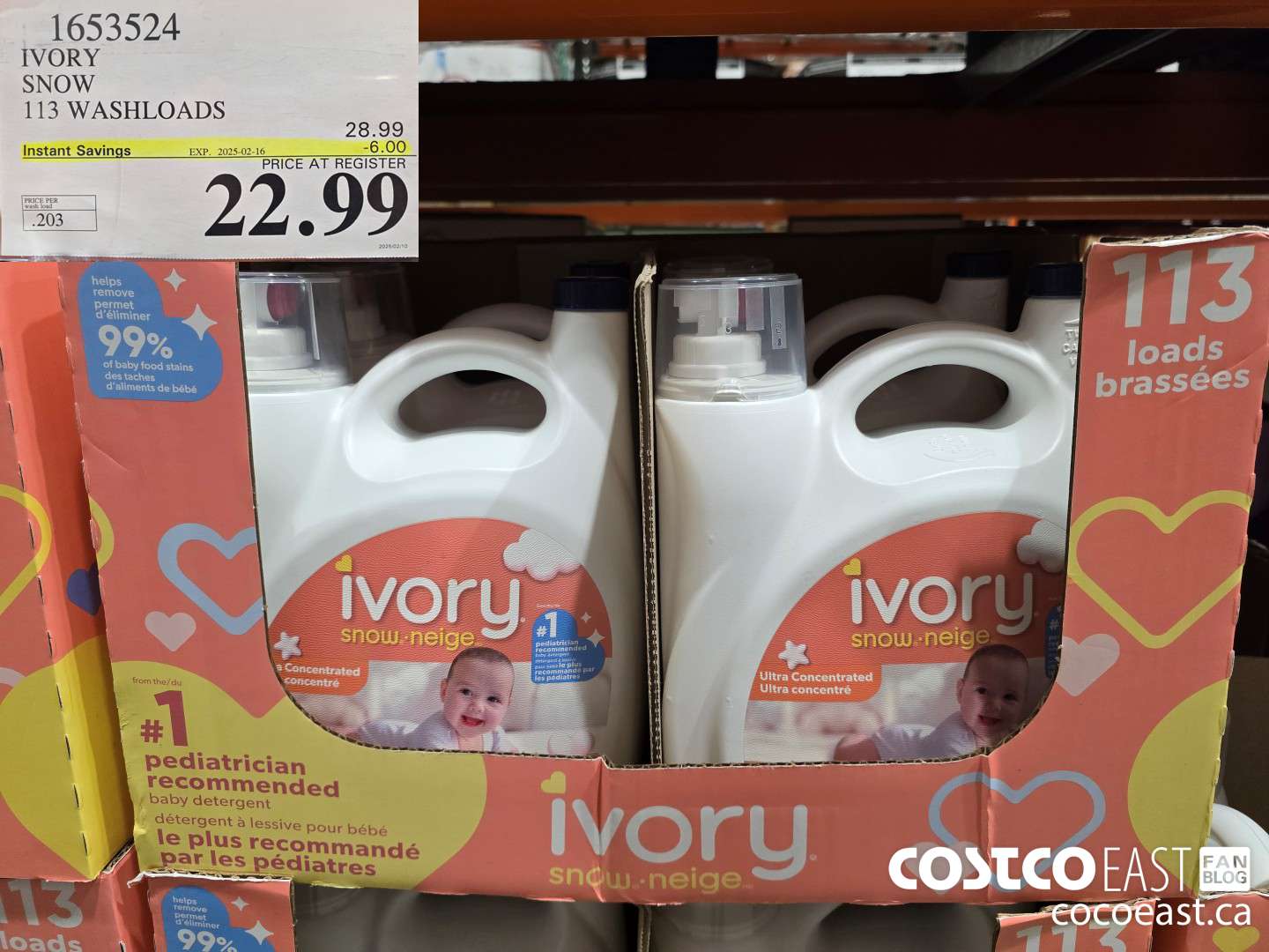 1653524 IVORY SNOW 113 washloads ($6.00 INSTANT SAVINGS EXPIRES ON 2025-02-16) $22.99