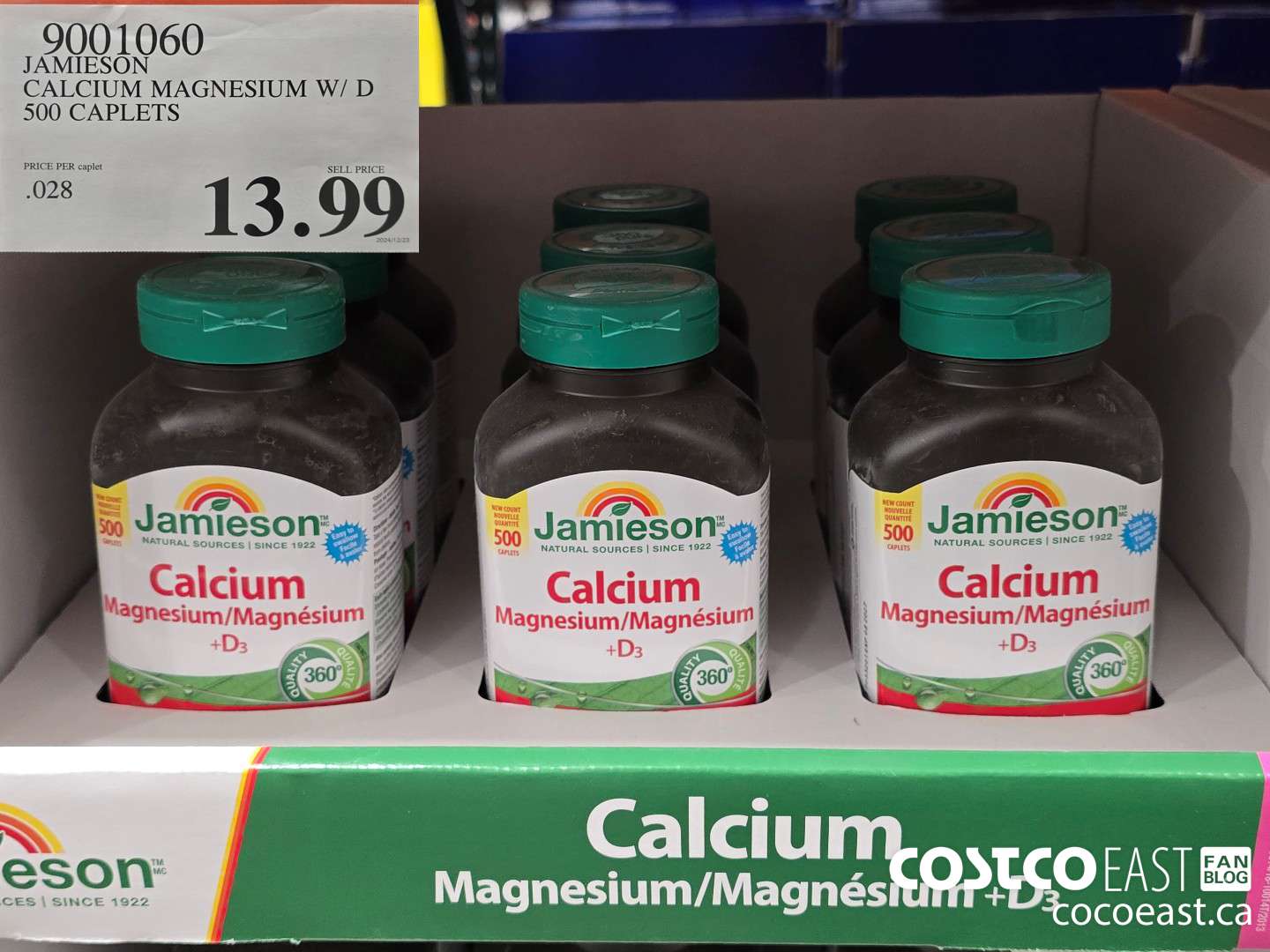 9001060 JAMIESON CALCIUM MAGNESIUM W/ D 500 CAPLETS $13.99