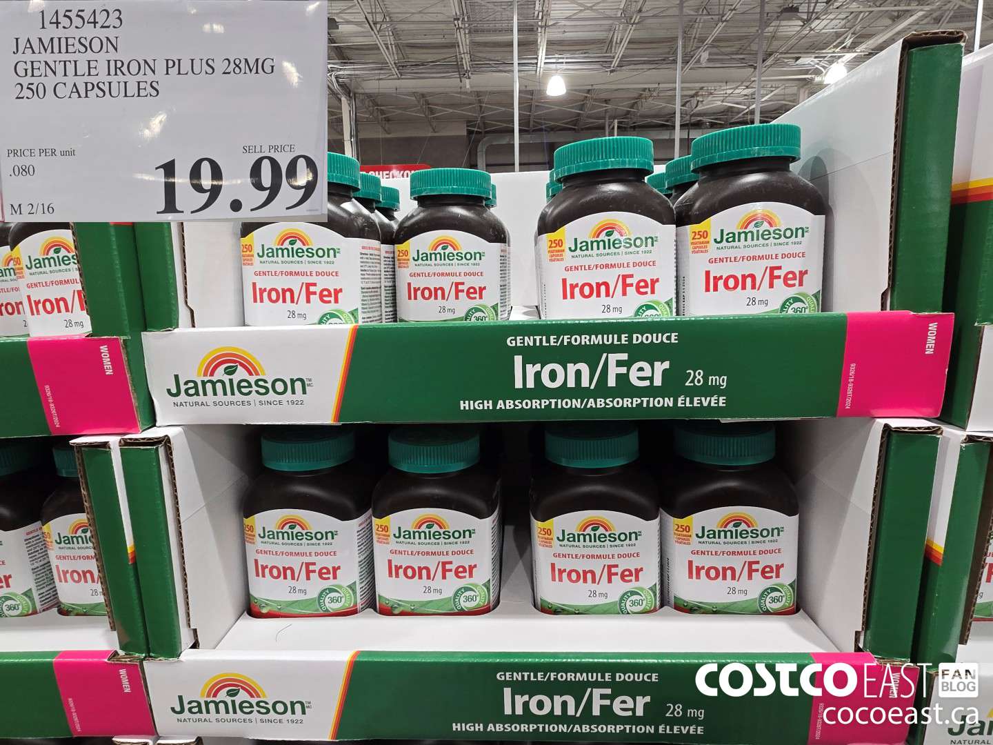 1455423 JAMIESON GENTLE IRON PLUS 28 MG 250 CAPSULES $19.99