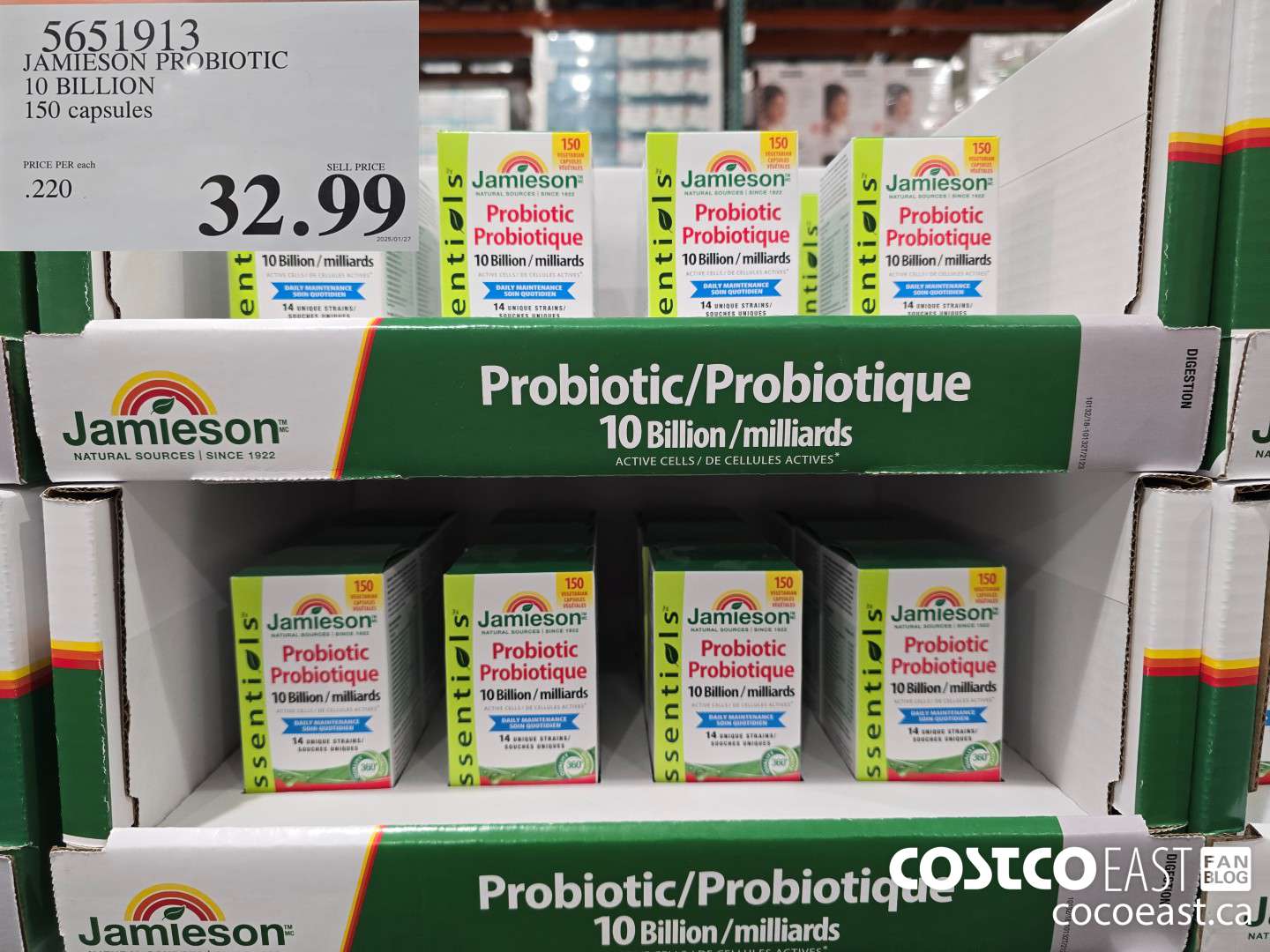 5651913 JAMIESON PROBIOTIC 10 BILLION 150 count $32.99