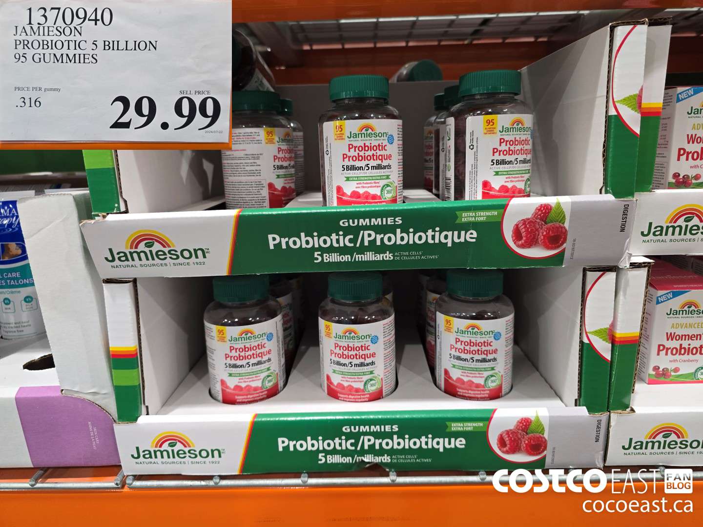 1370940 JAMIESON PROBIOTIC 5 BILLION 95 GUMMIES $29.99