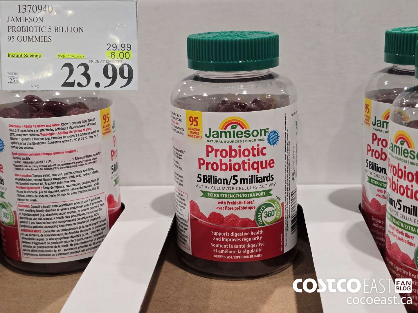 1370940 JAMIESON PROBIOTIC 5 BILLION 95 GUMMIES ($6.00 INSTANT SAVINGS EXPIRES ON 2025-03-02) $23.99