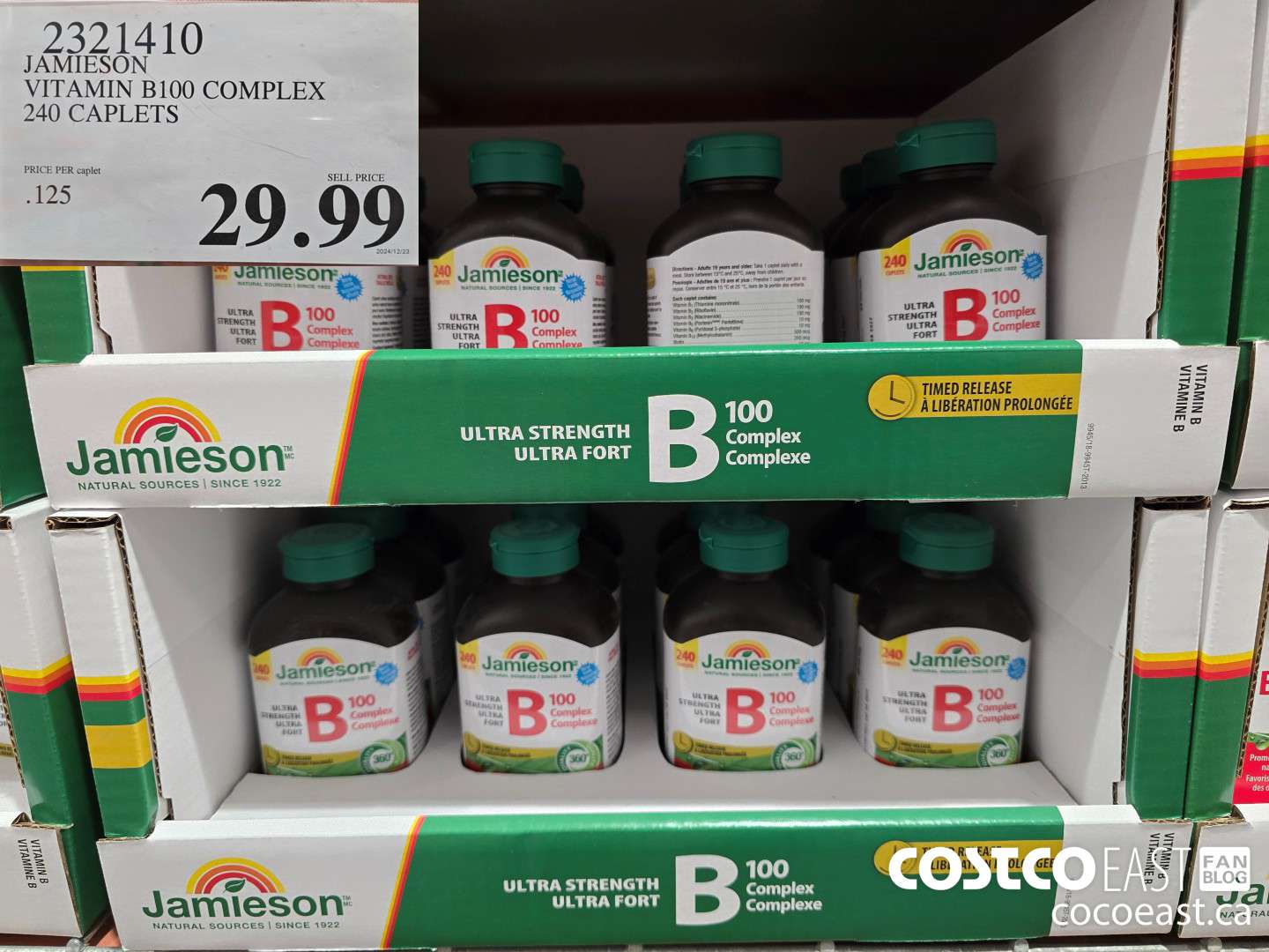 2321410 JAMIESON VITAMIN B100 COMPLEX 240 CAPLETS $29.99