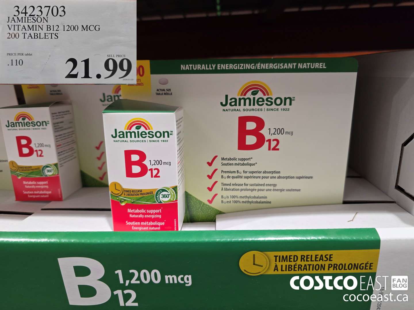3423703 JAMIESON VITAMIN B12 1200MCG 200 TABLETS $21.99