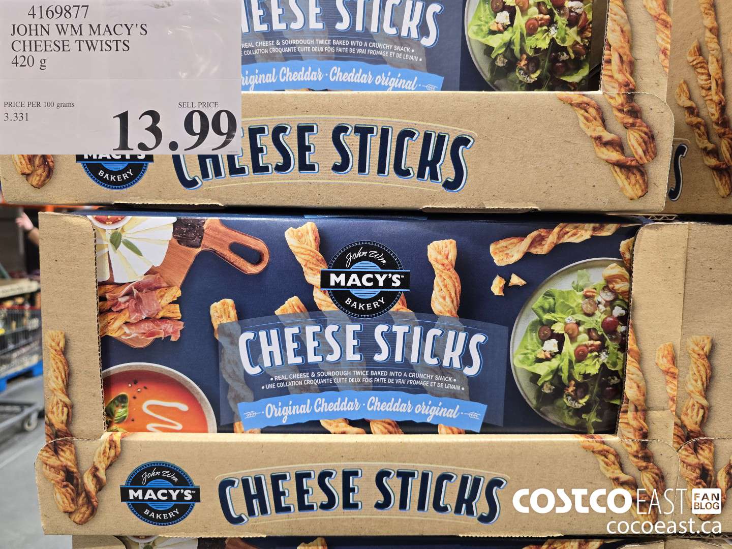 4169877 JOHN WM MACY'S CHEESE TWISTS 420 g $13.99