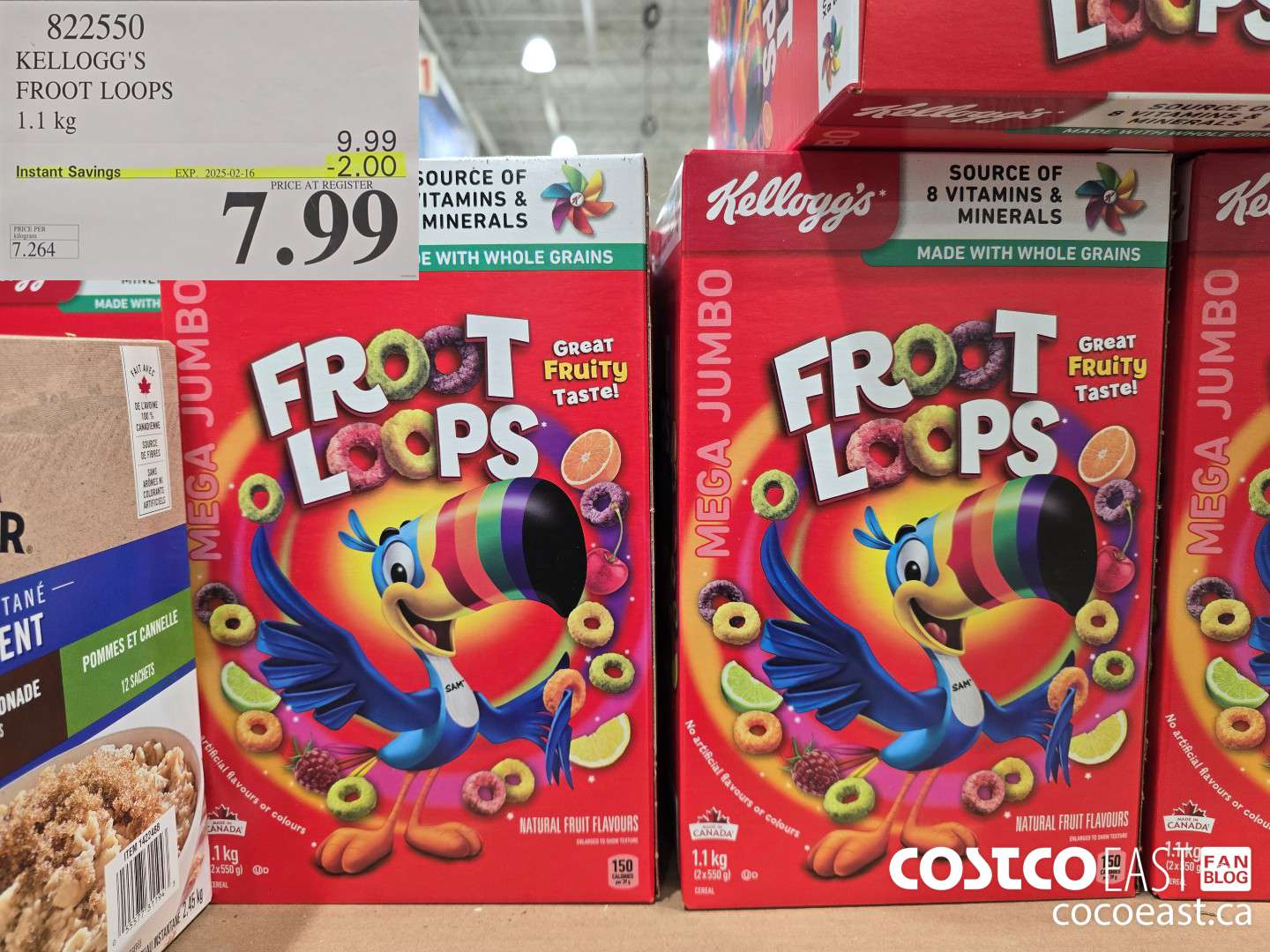 822550 KELLOGG'S FROOT LOOPS 1.1 kg  ($2.00 INSTANT SAVINGS EXPIRES ON 2025-02-16) $7.99