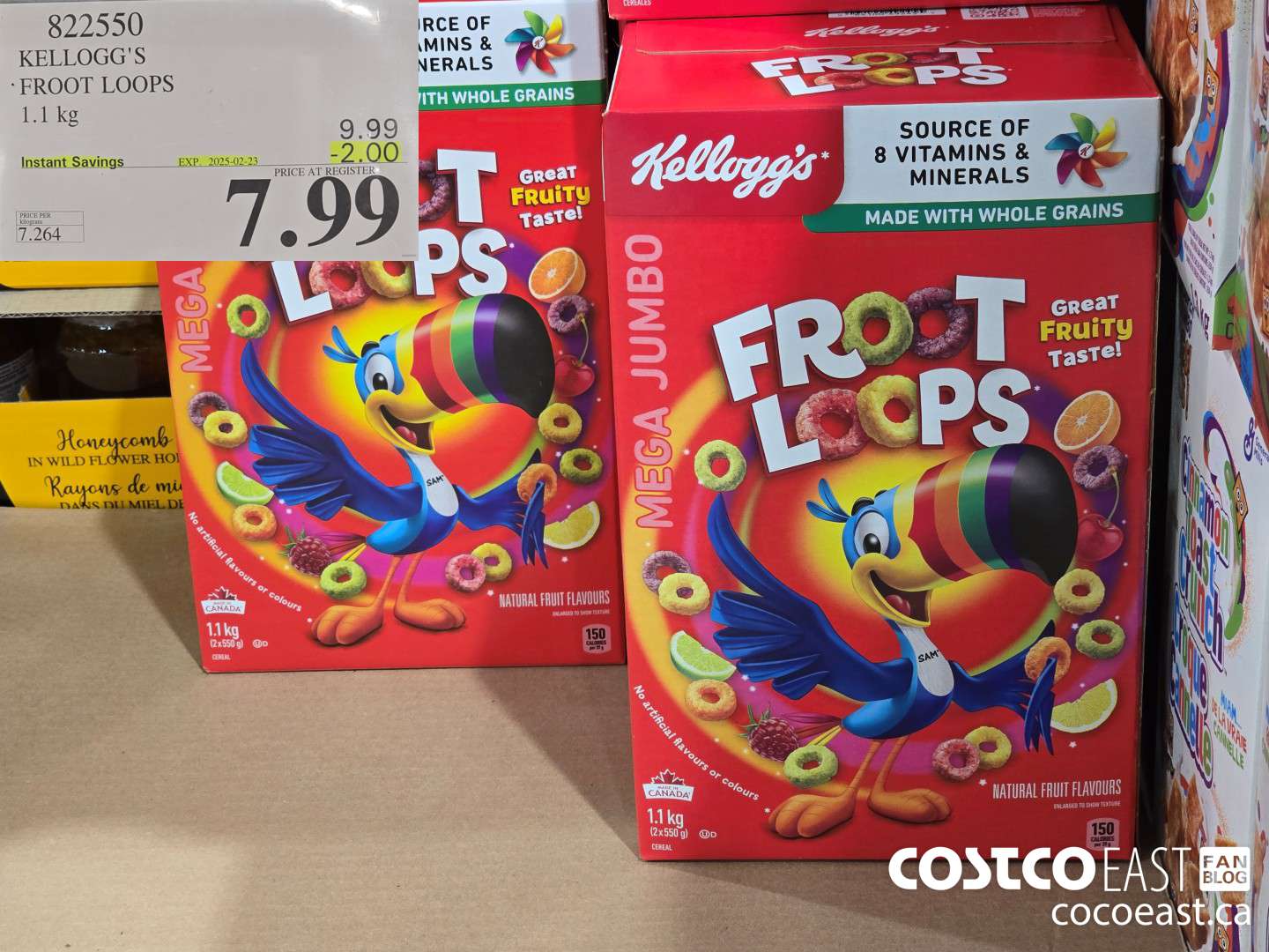 822550 KELLOGG'S FROOT LOOPS 1.1 kg  ($2.00 INSTANT SAVINGS EXPIRES ON 2025-02-23) $7.99