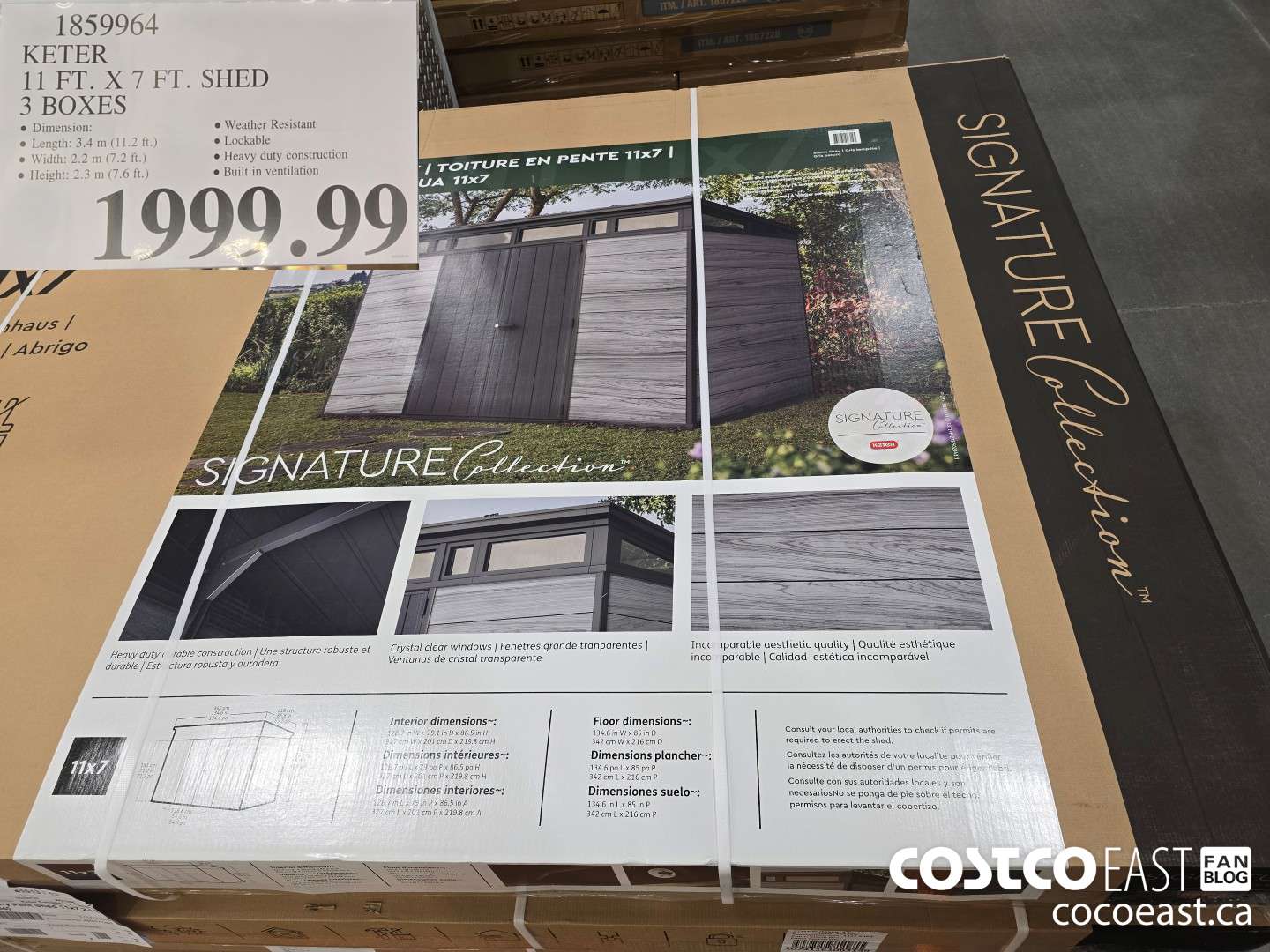 1859964 KETER 11 FT. X 7 FT. SHED 3 BOXES $1999.99