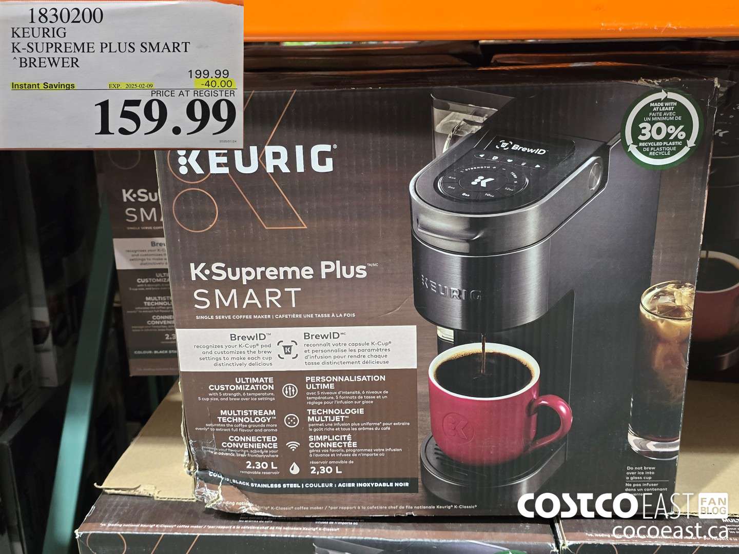 1830200 KEURIG K-SUPREME PLUS SMART BREWER ($40.00 INSTANT SAVINGS EXPIRES ON 2025-02-09) $159.99