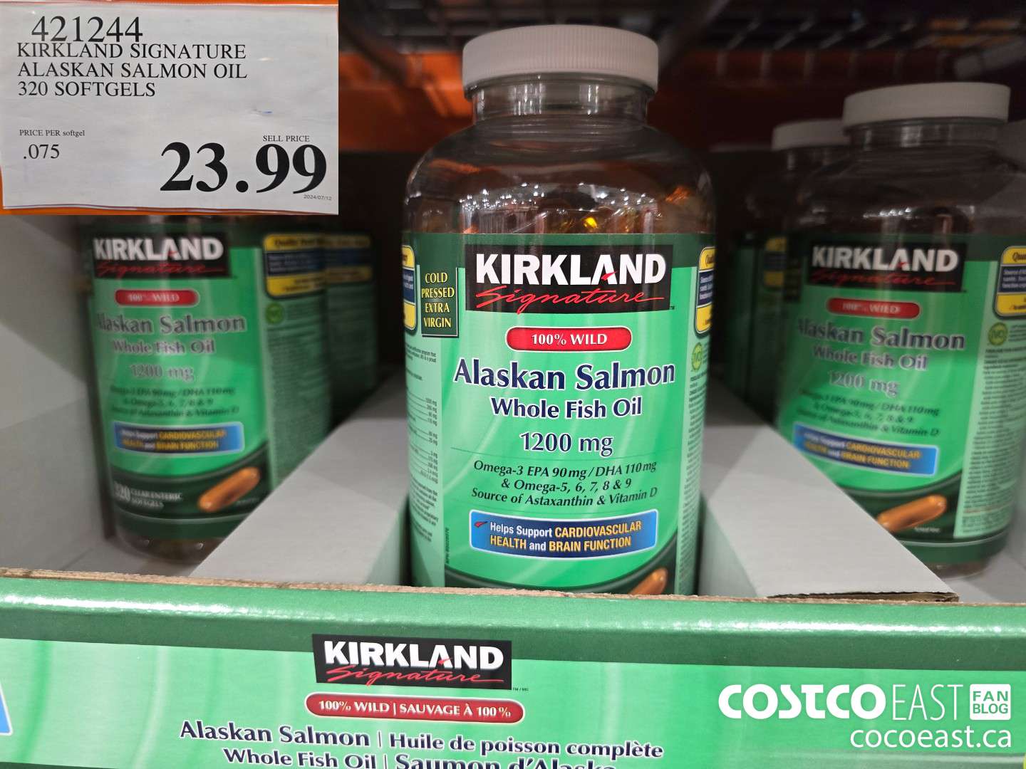 421244 KIRKLAND SIGNATURE 100% PURE ALASKAN SALMON OIL 320 SOFTGELS $23.99