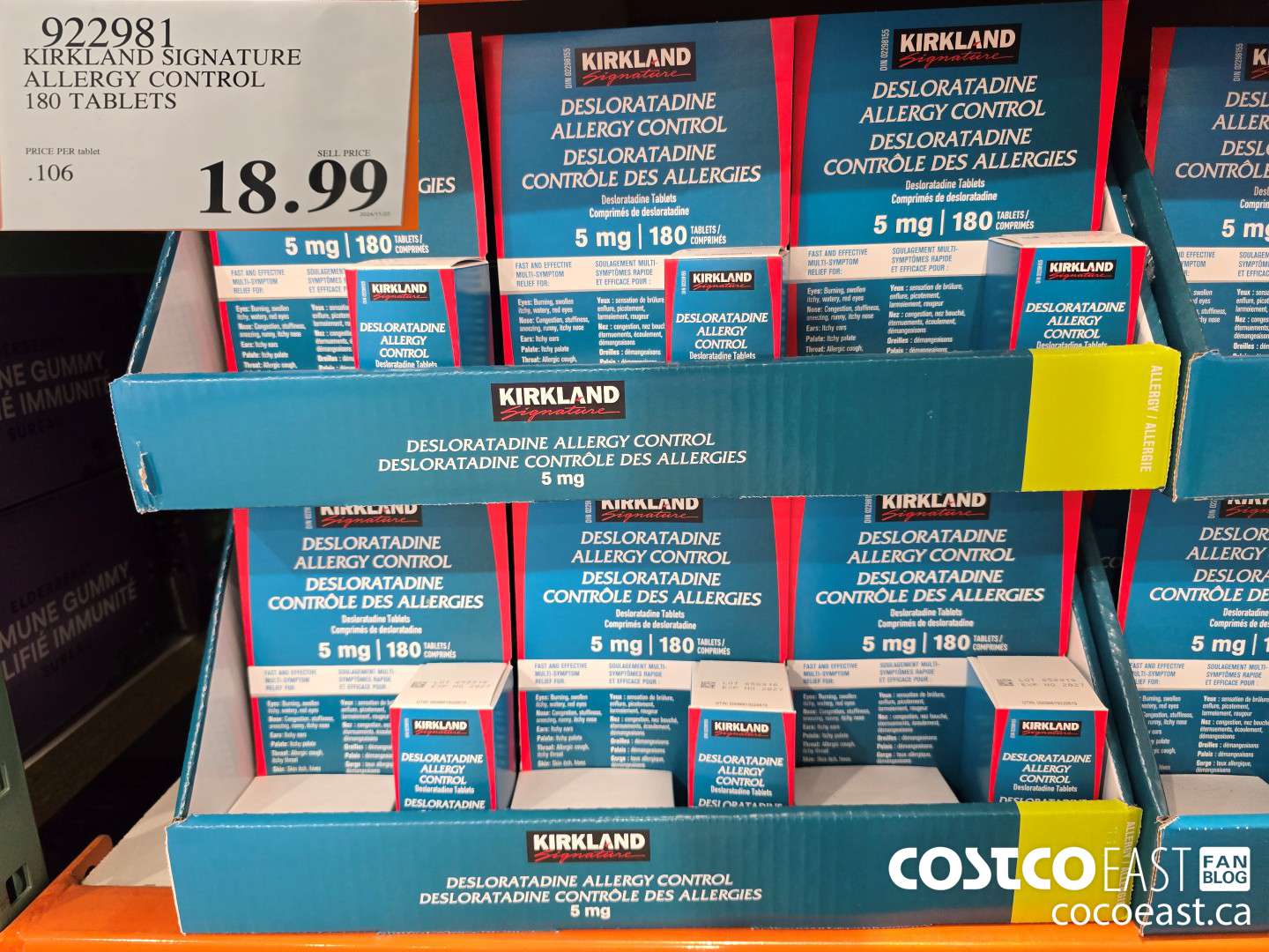 922981 KIRKLAND SIGNATURE ALLERGY CONTROL 180 TABLETS $18.99