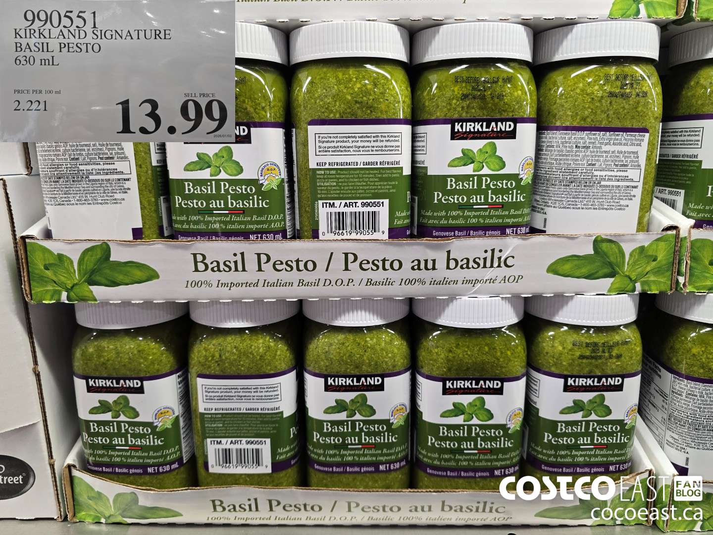 990551 KIRKLAND SIGNATURE BASIL PESTO 630 ML $13.99