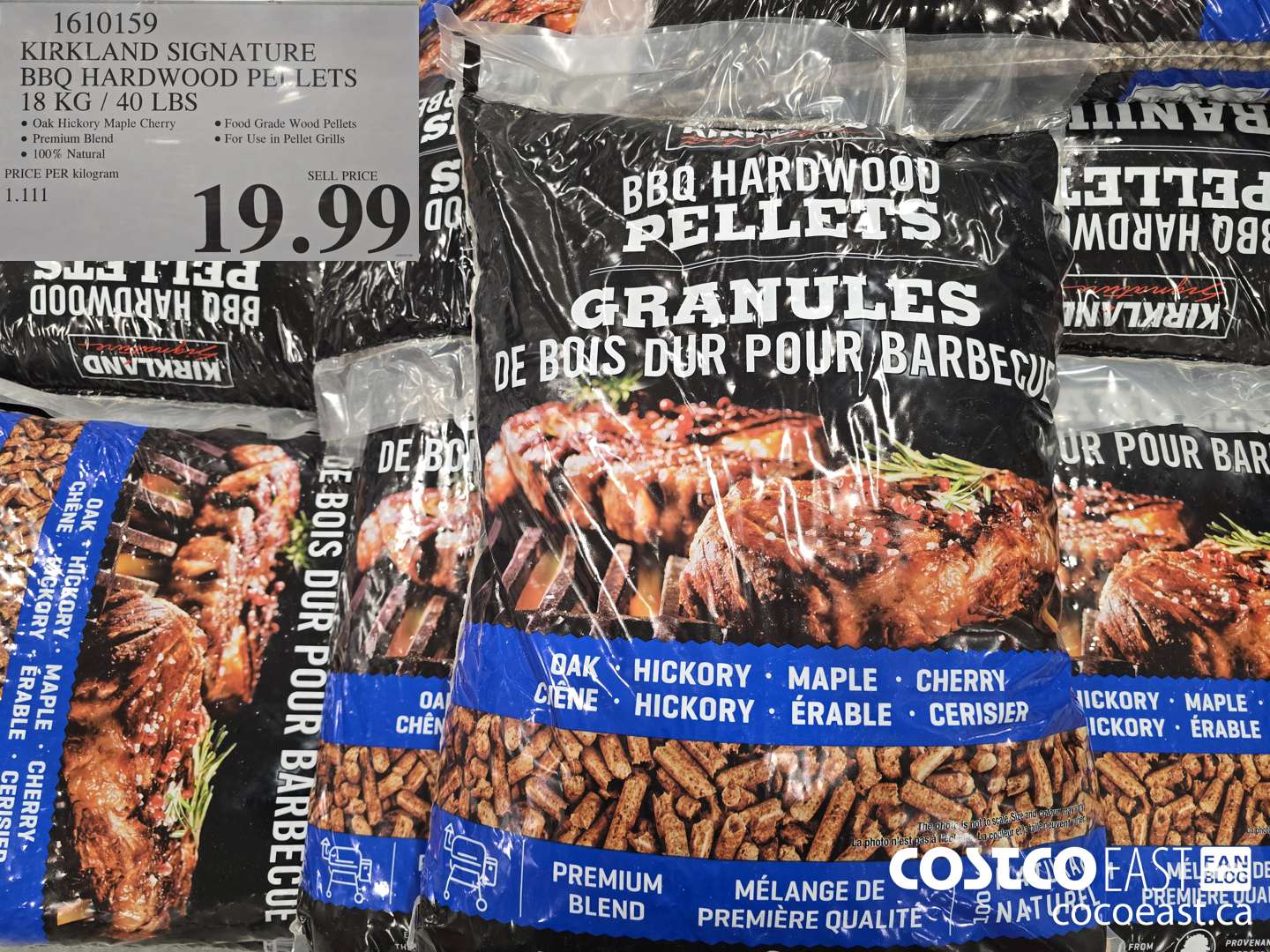 1610159 KIRKLAND SIGNATURE BBQ HARDWOOD PELLETS 18 KG / 40 LBS $19.99