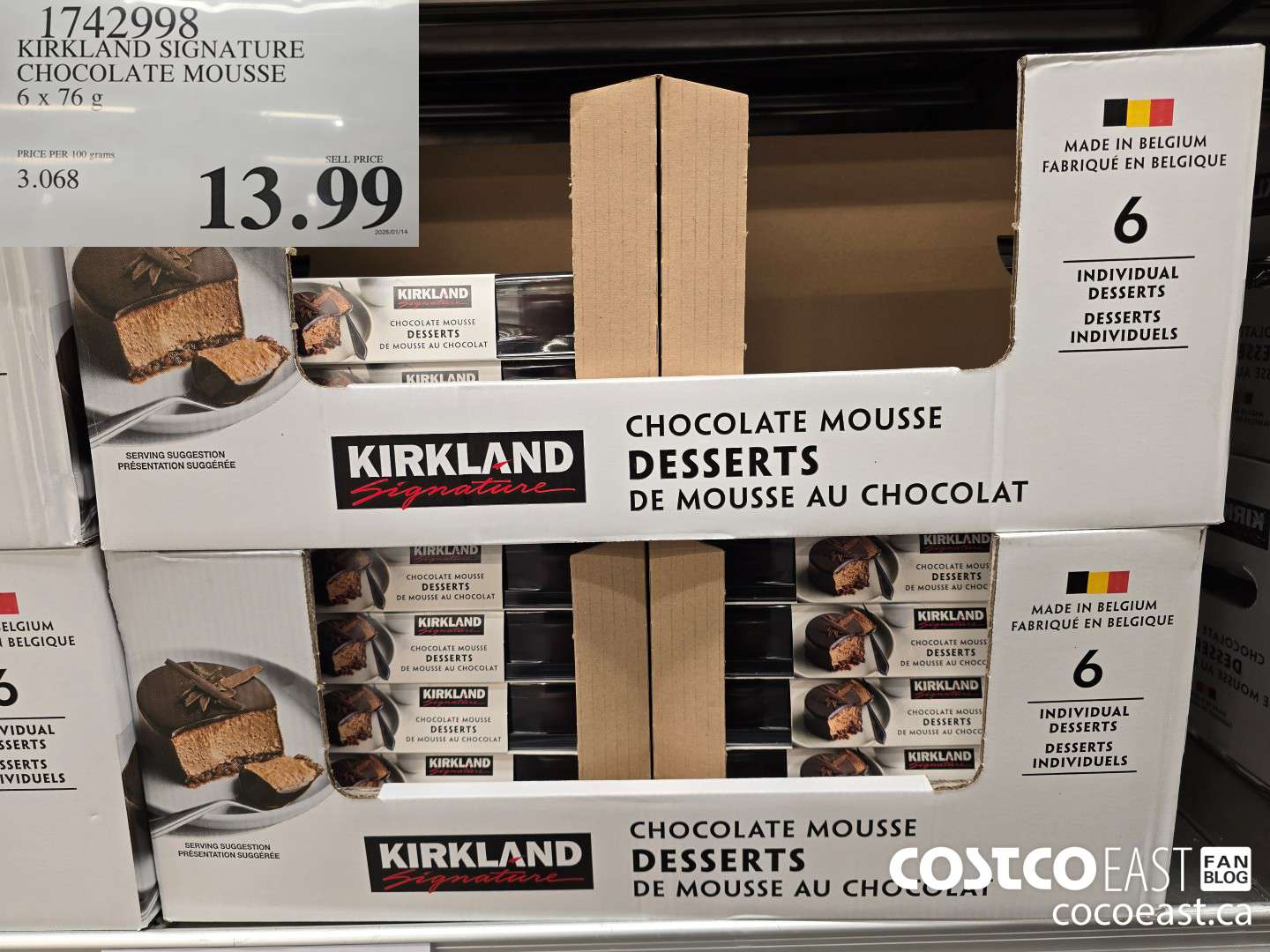 1742998 KIRKLAND SIGNATURE CHOCOLATE MOUSSE 6 X 76 G $13.99