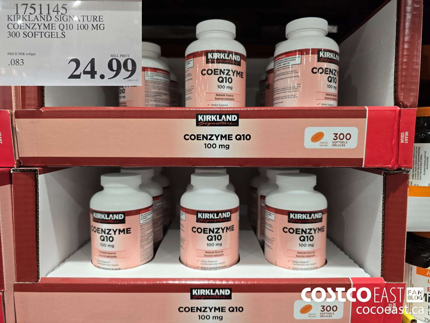 1751145 KIRKLAND SIGNATURE COENZYME Q10 100 MG 300 SOFTGELS $24.99