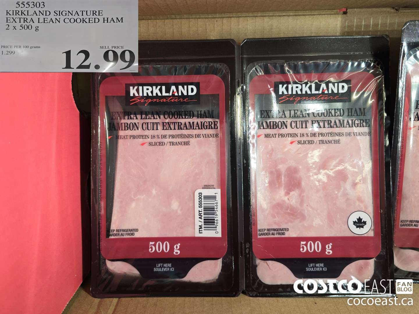 555303 KIRKLAND SIGNATURE EXTRA LEAN COOKED HAM 2 X 500G $12.99
