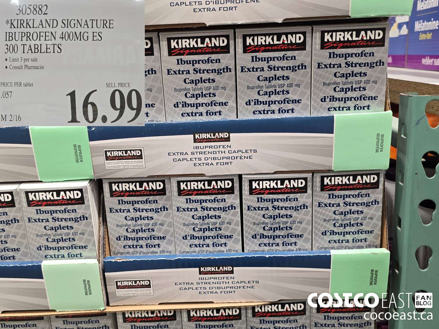 305882 KIRKLAND SIGNATURE IBUPROFEN 400MG ES 300 TABLETS $16.99