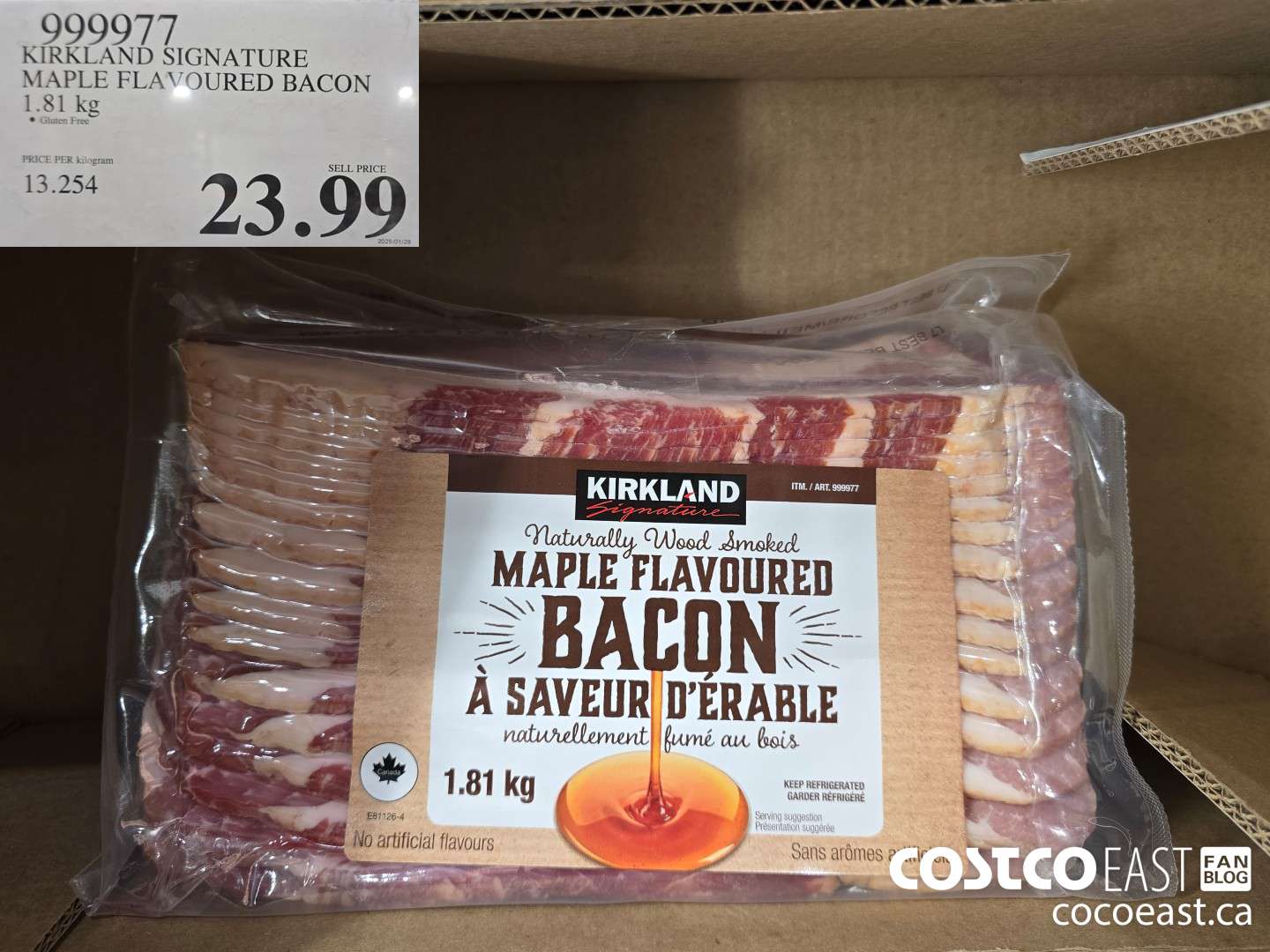 999977 KIRKLAND SIGNATURE MAPLE FLAVOURED BACON 1.81 kg $23.99