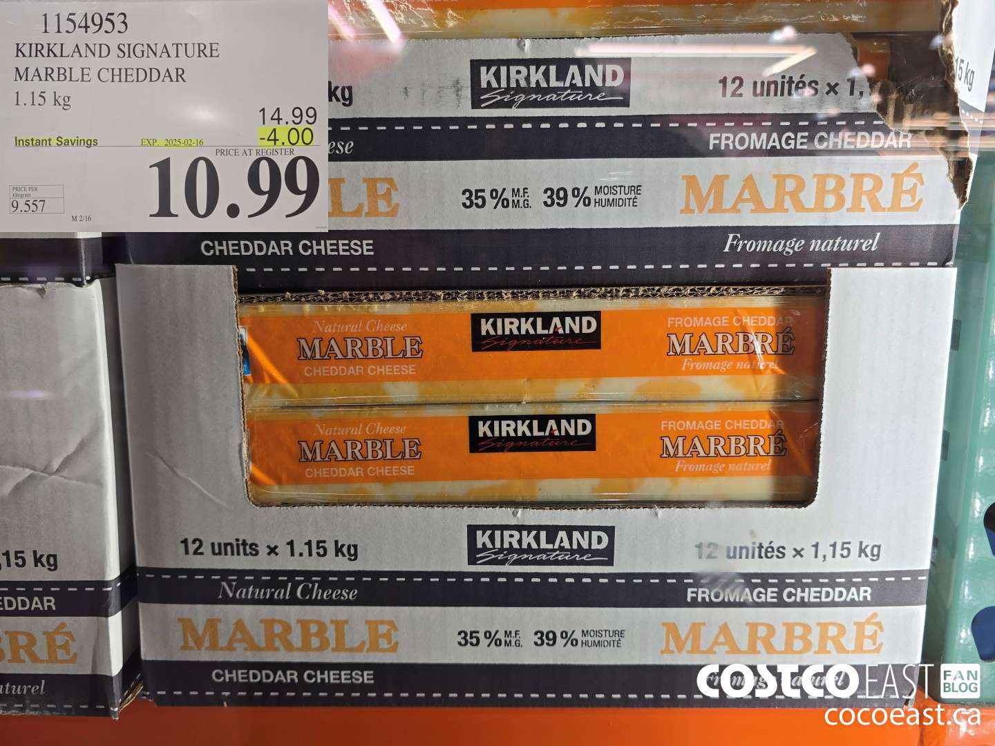 1154953 KIRKLAND SIGNATURE MARBLE CHEDDAR 1.15 KG ($4.00 INSTANT SAVINGS EXPIRES ON 2025-02-16) $10.99