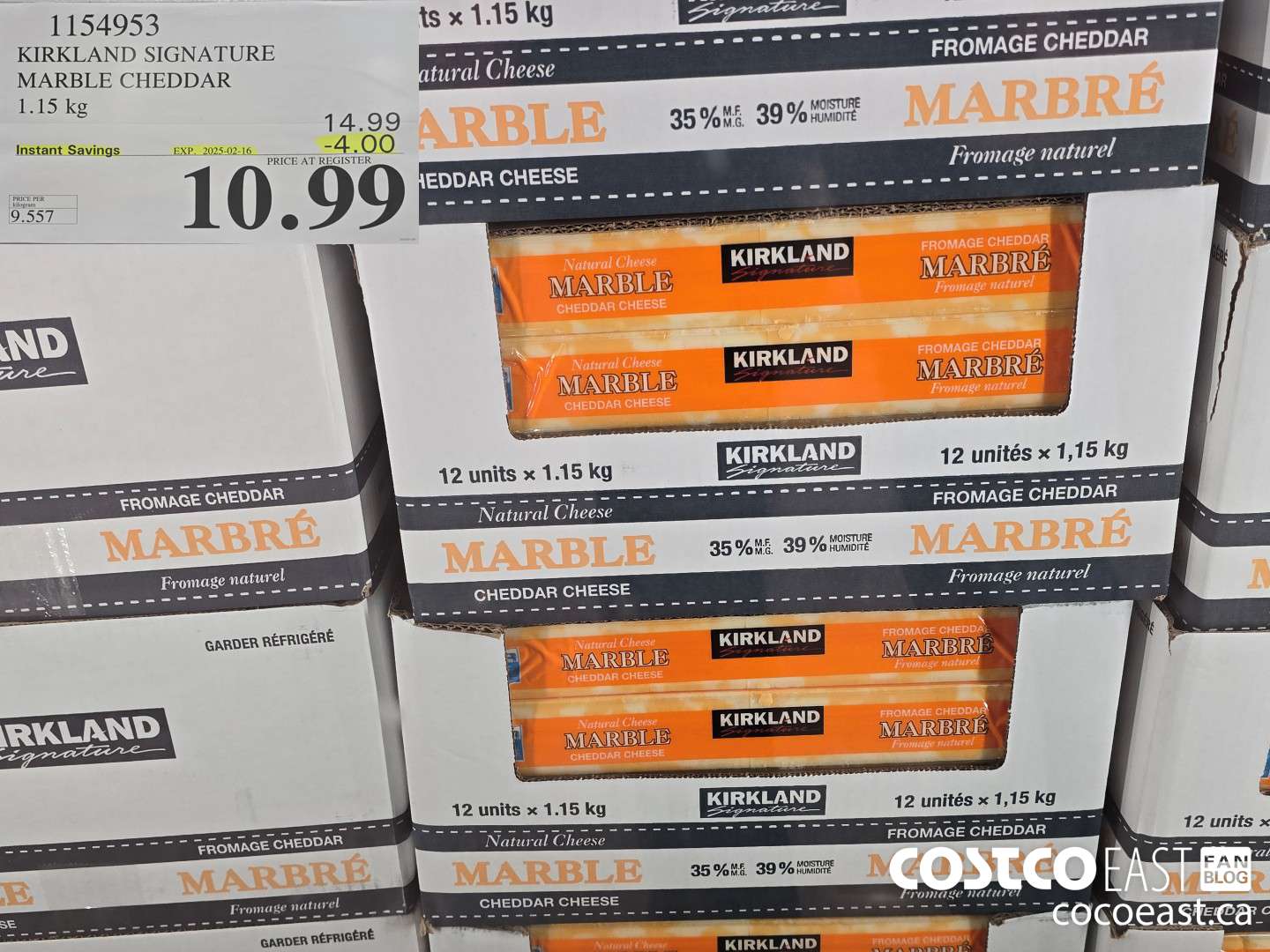 1154953 KIRKLAND SIGNATURE MARBLE CHEDDAR 1.15 KG ($4.00 INSTANT SAVINGS EXPIRES ON 2025-02-16) $10.99