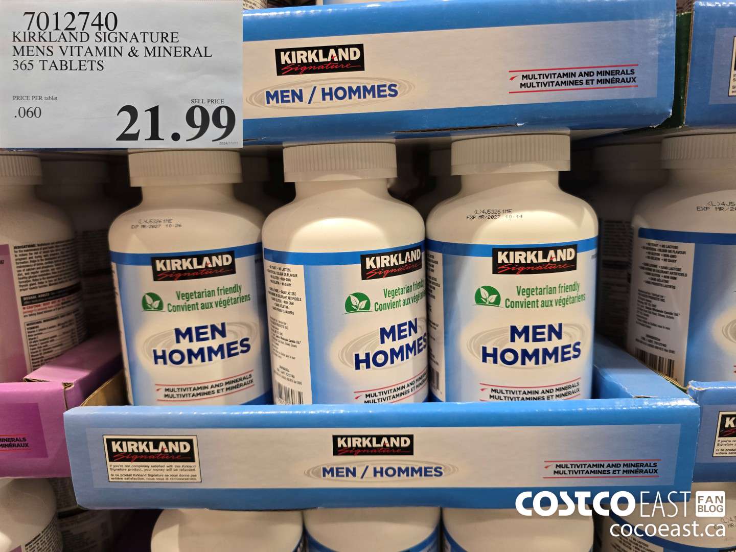 7012740 KIRKLAND SIGNATURE MENS VITAMIN & MINERAL 365 TABLETS $21.99