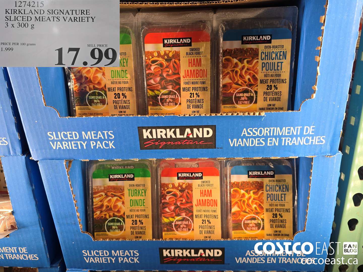 1274215 KIRKLAND SIGNATURE SLICED MEAT VARIETY 3 X 300 G $17.99