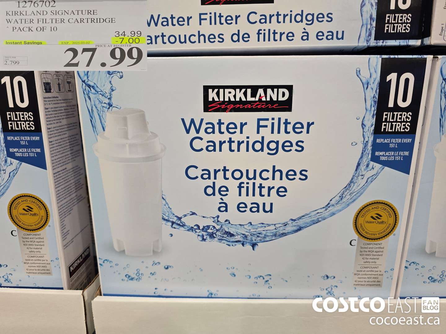 1276702 KIRKLAND SIGNATURE WATER FILTER CARTRIDGE PACK OF 10 ($7.00 INSTANT SAVINGS EXPIRES ON 2025-03-02) $27.99