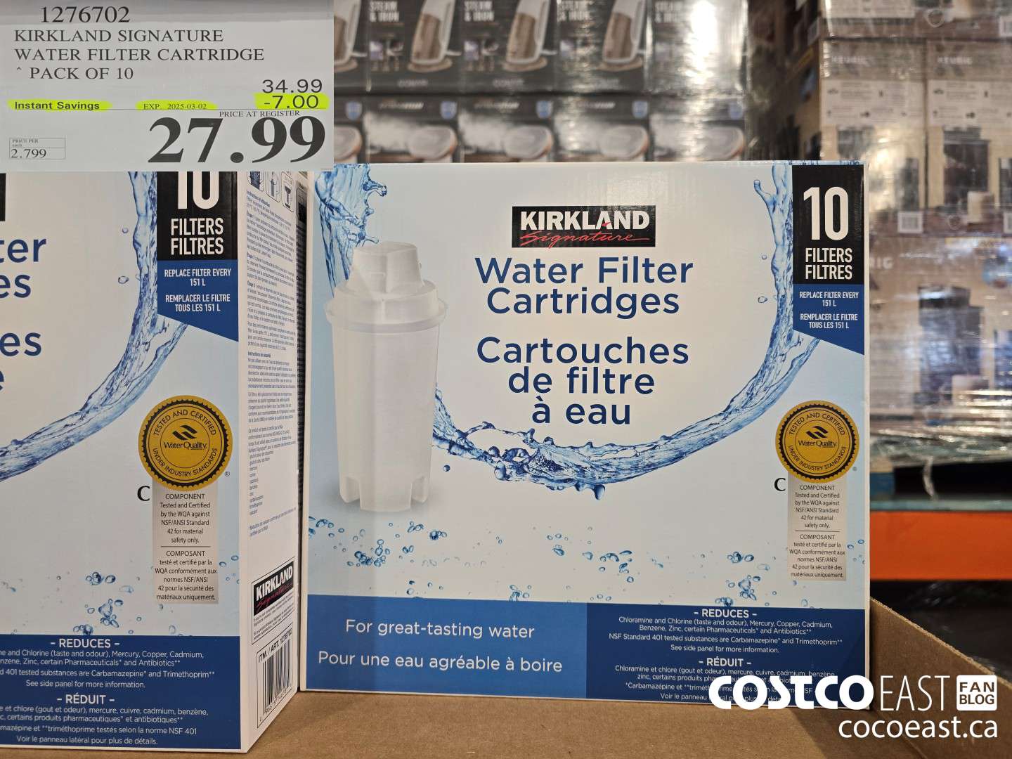 1276702 KIRKLAND SIGNATURE WATER FILTER CARTRIDGE PACK OF 10 ($7.00 INSTANT SAVINGS EXPIRES ON 2025-03-02) $27.99