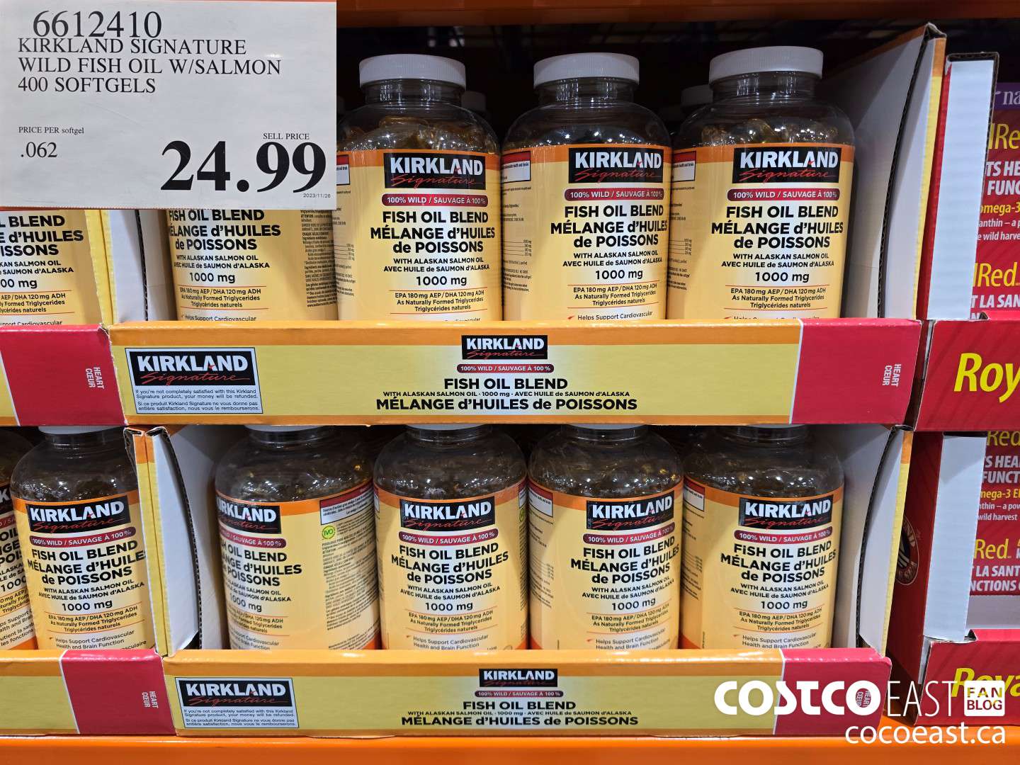 6612410 KIRKLAND SIGNATURE WILD FISH OIL W/SALMON - 400 SOFTGELS $24.99