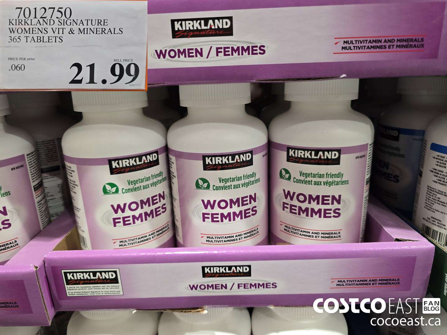 7012750 KIRKLAND SIGNATURE WOMEN VIT & MINERALS 365 TABLETS $21.99