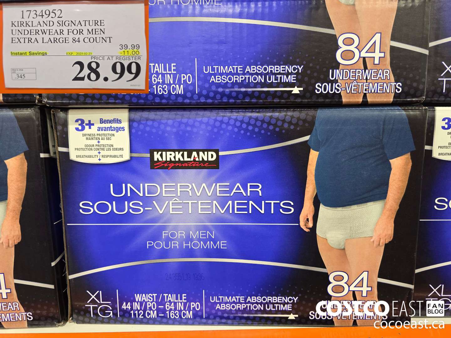 1734952 KIRKLAND SIGNATURE UNDERWEAR FOR MEN EXTRA LARGE 84 COUNT ($11.00 INSTANT SAVINGS EXPIRES ON 2025-02-23) $28.99