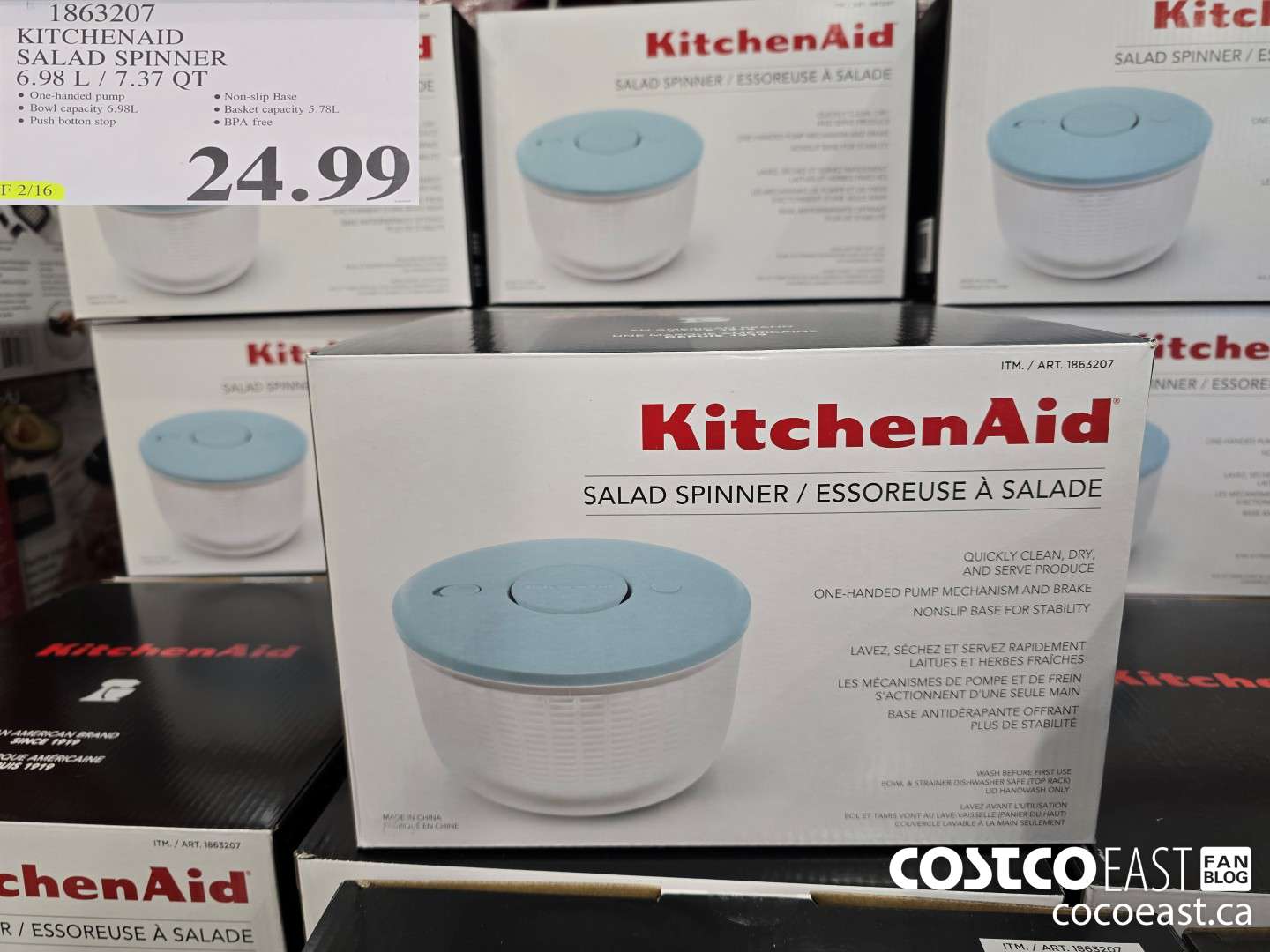 1863207 KITCHENAID SALAD SPINNER 6.98 L / 7.37 QT $24.99
