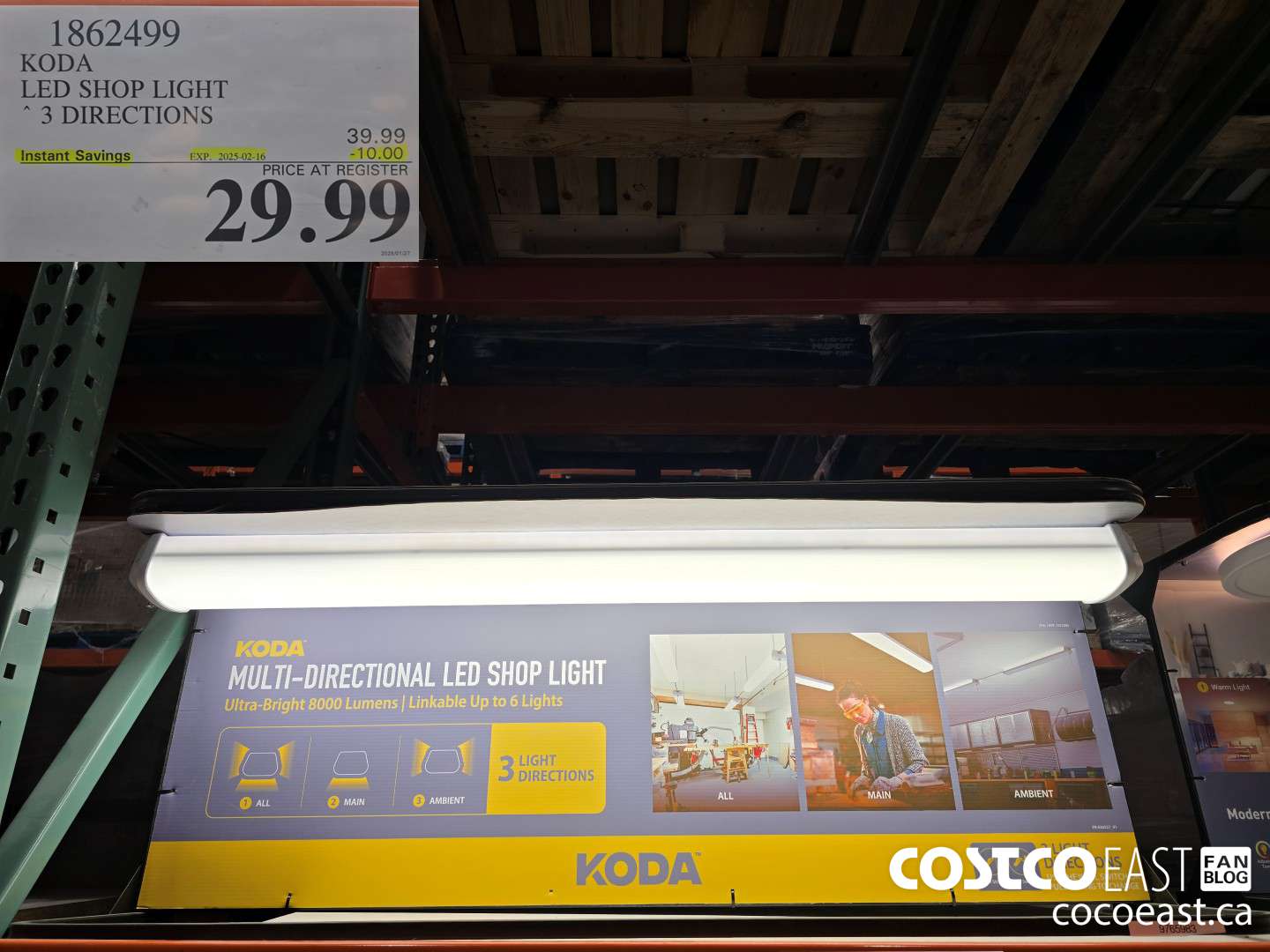 1862499 KODA LED SHOP LIGHT * 3 DIRECTIONS ($10.00 INSTANT SAVINGS EXPIRES ON 2025-02-16) $29.99