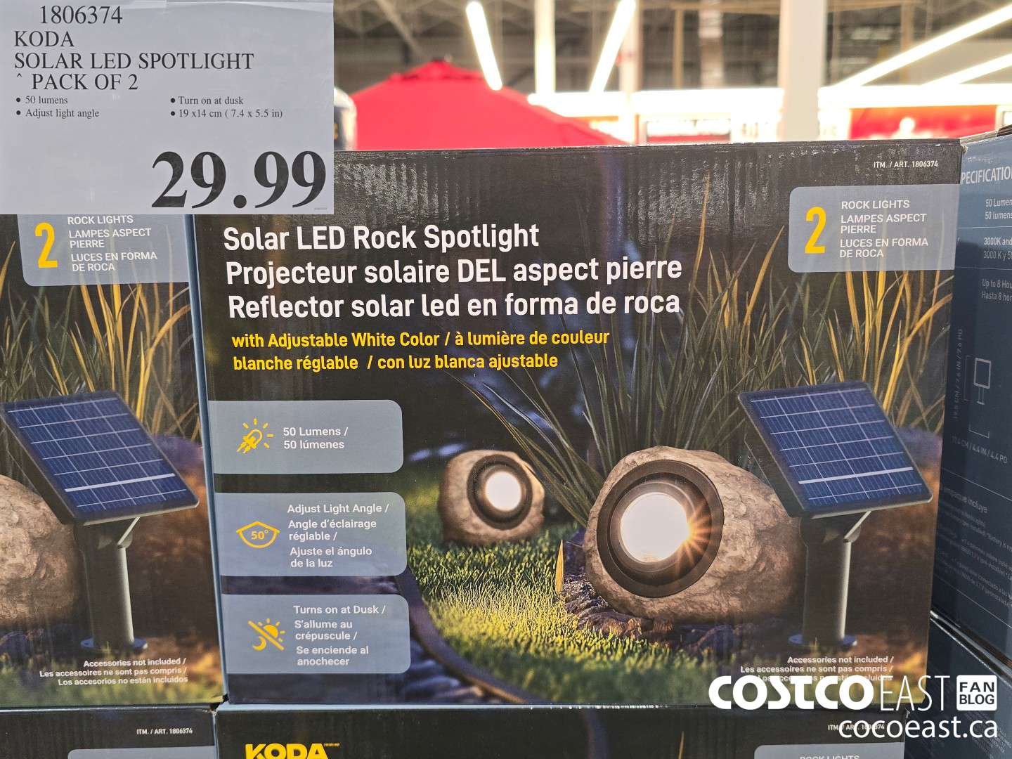 1806374 KODA SOLAR LED SPOTLIGHT PACK OF 2 $29.99